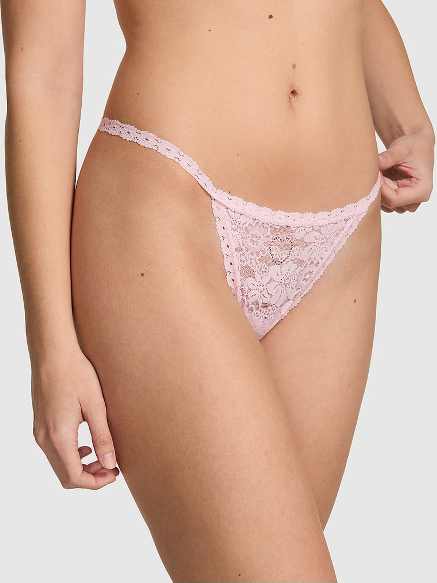 Pink Tulip G-String Floral Lace Knickers - Image 1 of 2
