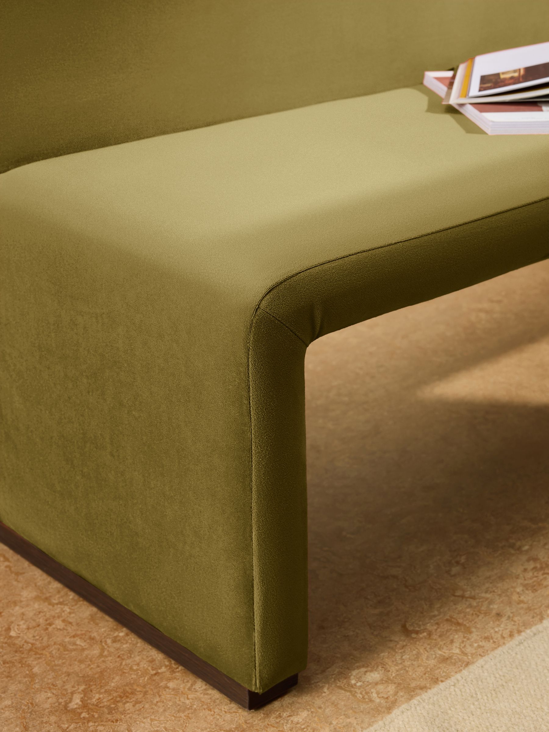 Tova Right Hand Corner Dining Table and Bench Set in Fern Green Velvet - Image 5 of 7