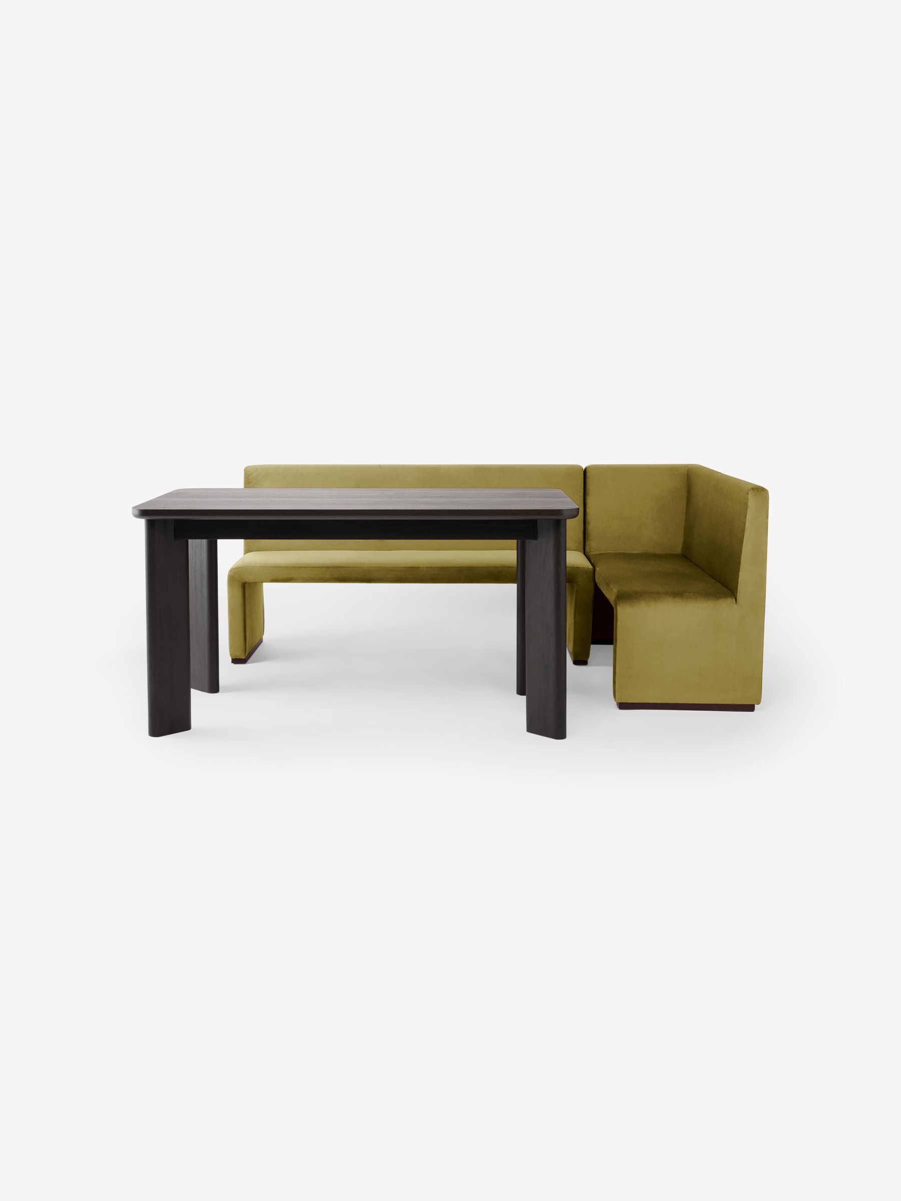 Tova Right Hand Corner Dining Table and Bench Set in Fern Green Velvet - Image 6 of 7