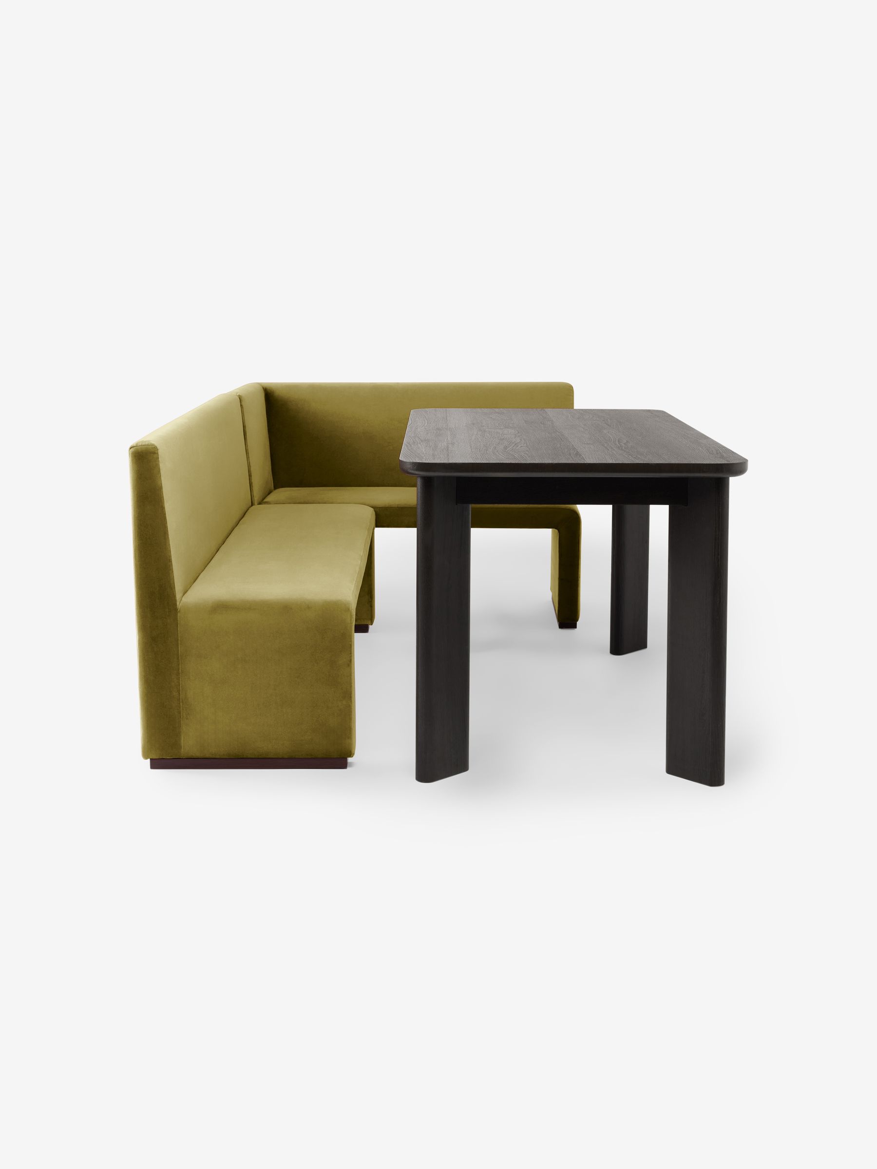 Tova Right Hand Corner Dining Table and Bench Set in Fern Green Velvet - Image 7 of 7