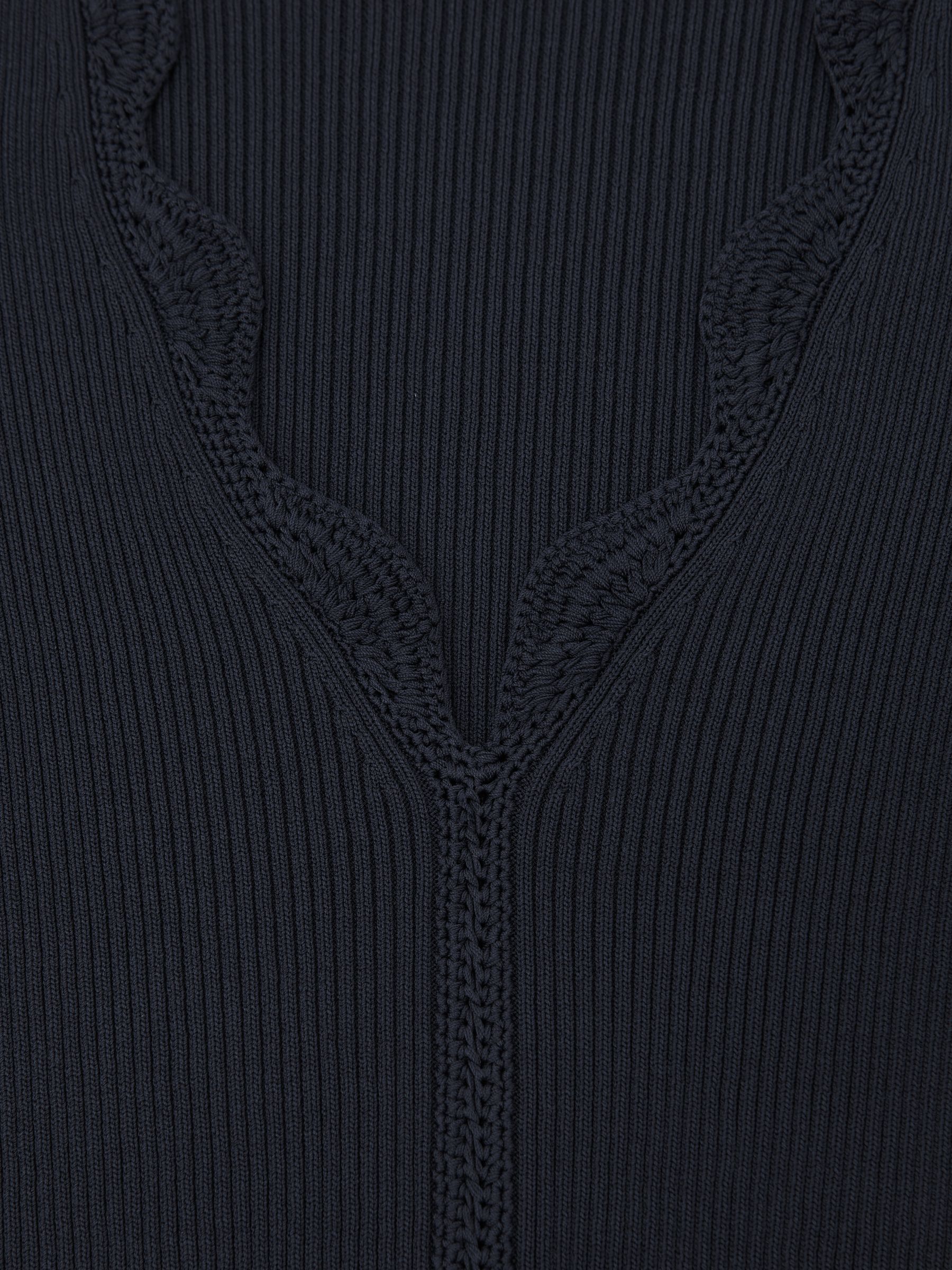 Crochet-Trim Rib-Knit Top in Navy - Image 6 of 6