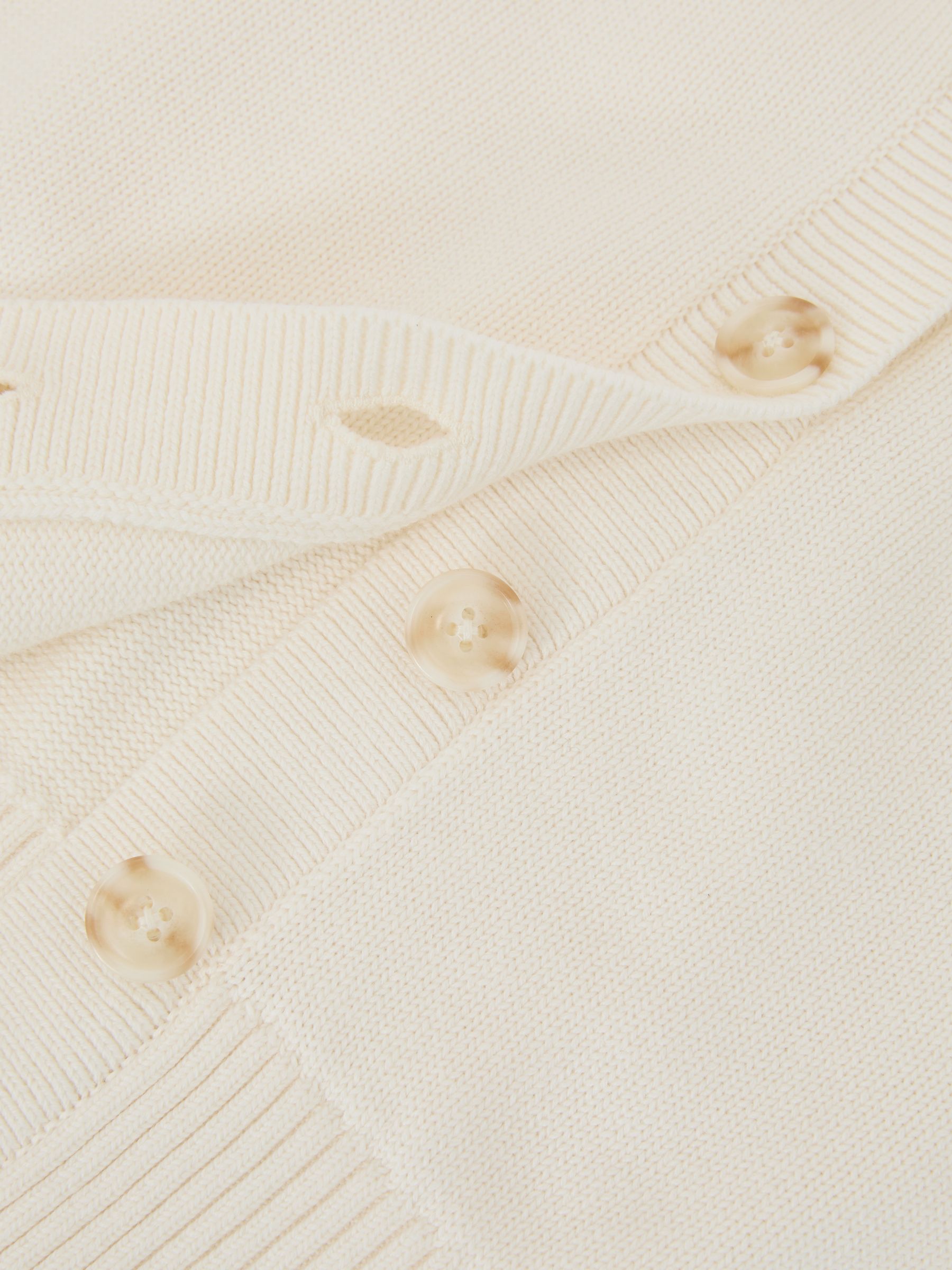 V-Neck Short-Sleeve Cardigan Cotton-Wool in Ivory - image 3