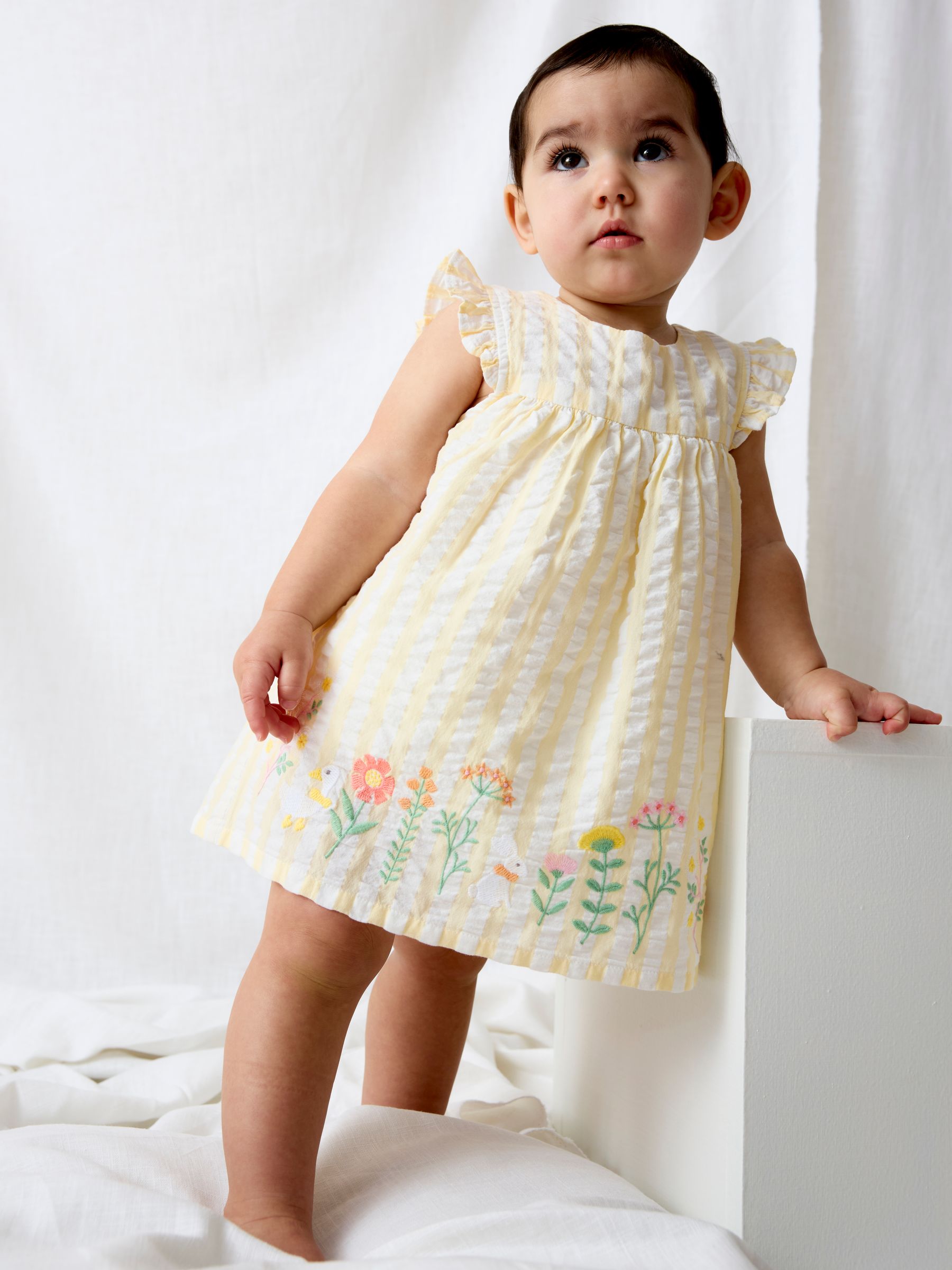 Yellow Bunny Embroidered Dress, Knicker and Hat Set - Image 1 of 12