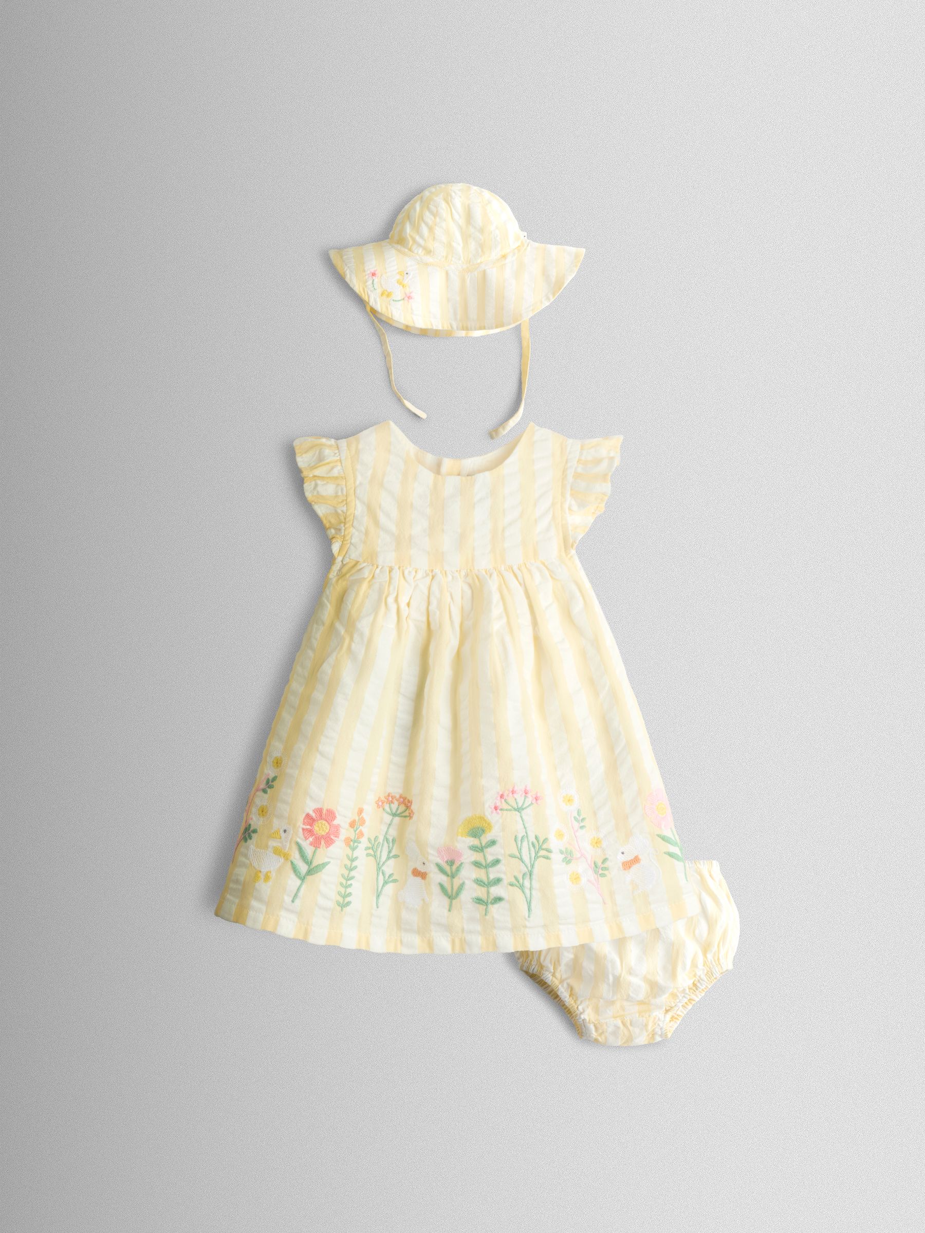 Yellow Bunny Embroidered Dress, Knicker and Hat Set - Image 3 of 12