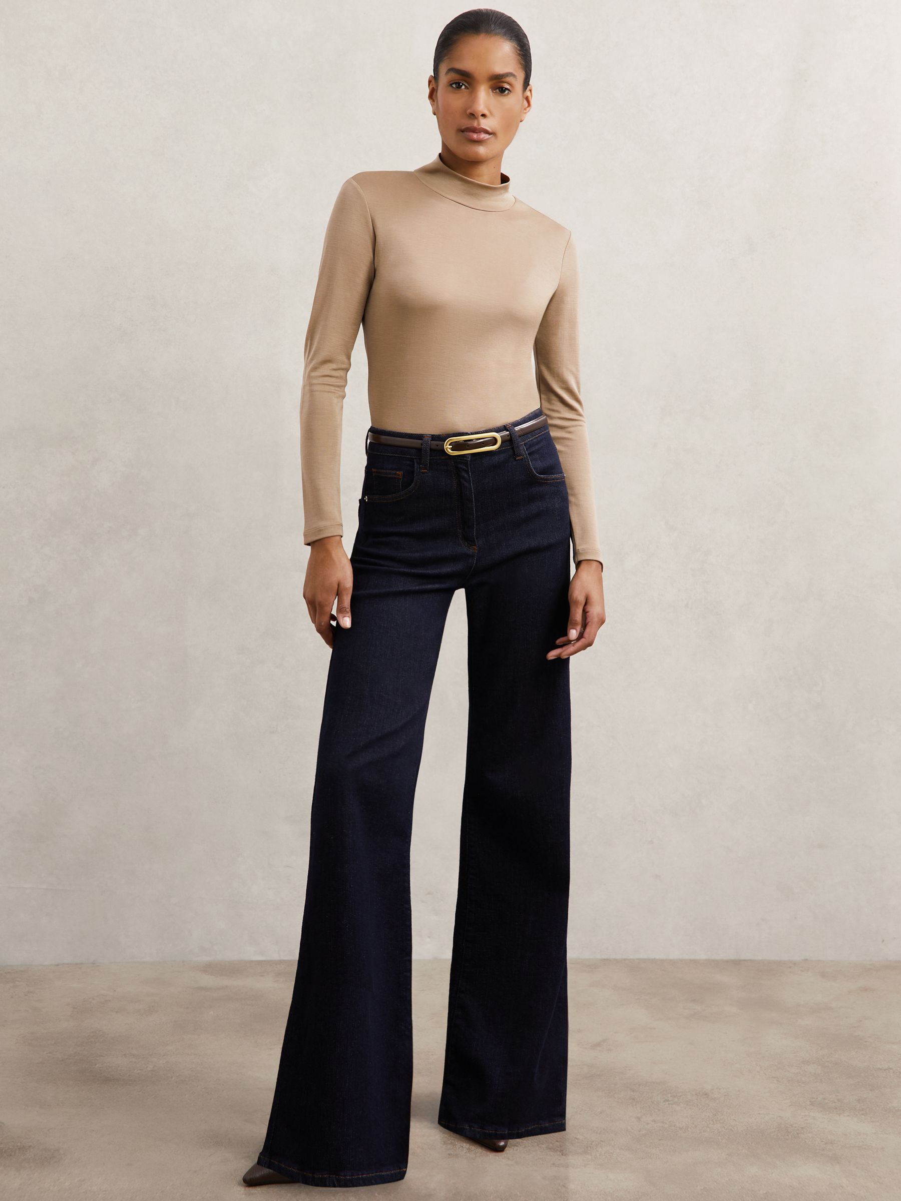 Lyocell-Blend Funnel-Neck Top in Camel - image 4