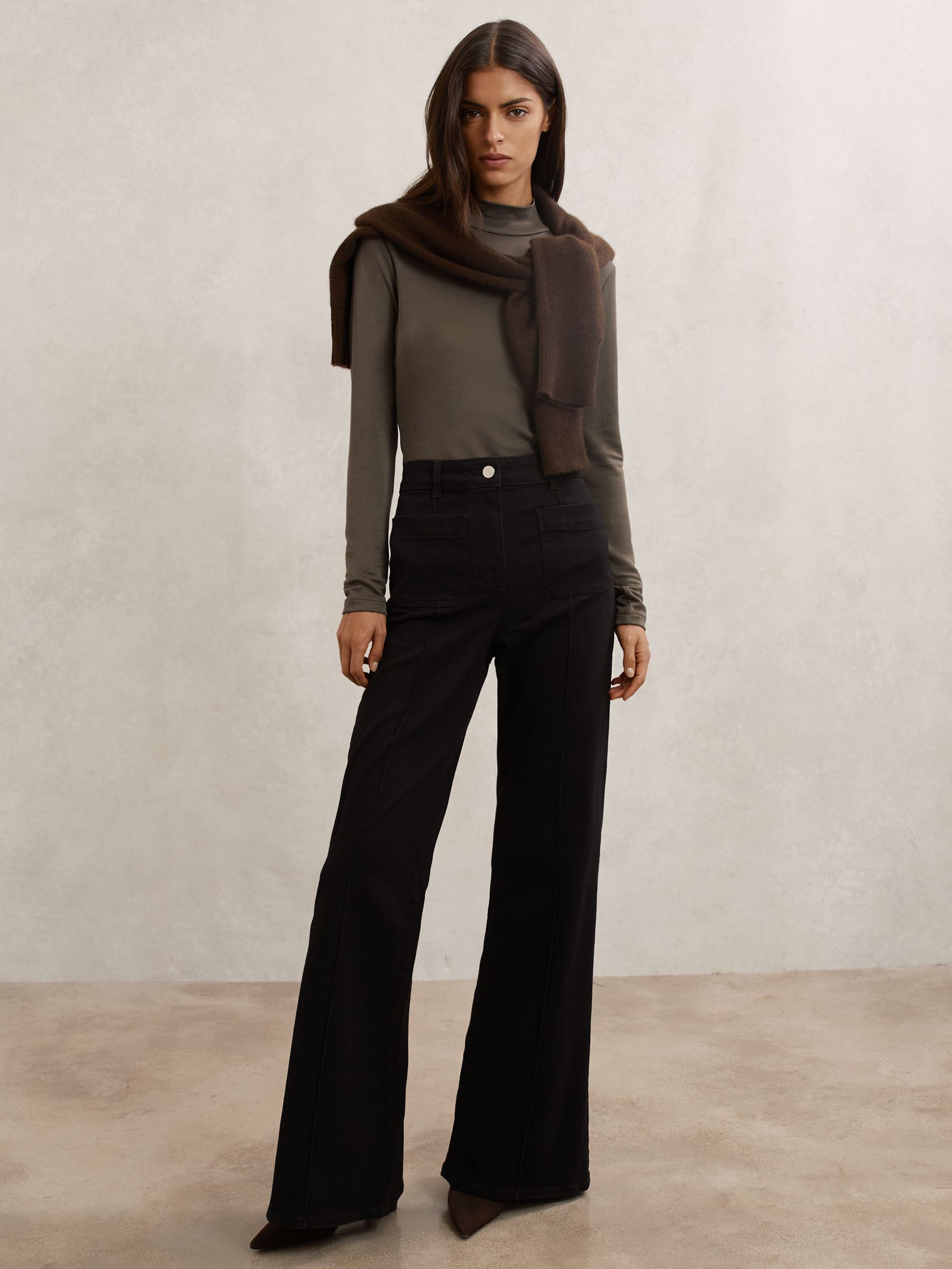 Lyocell-blend Funnel-neck Top