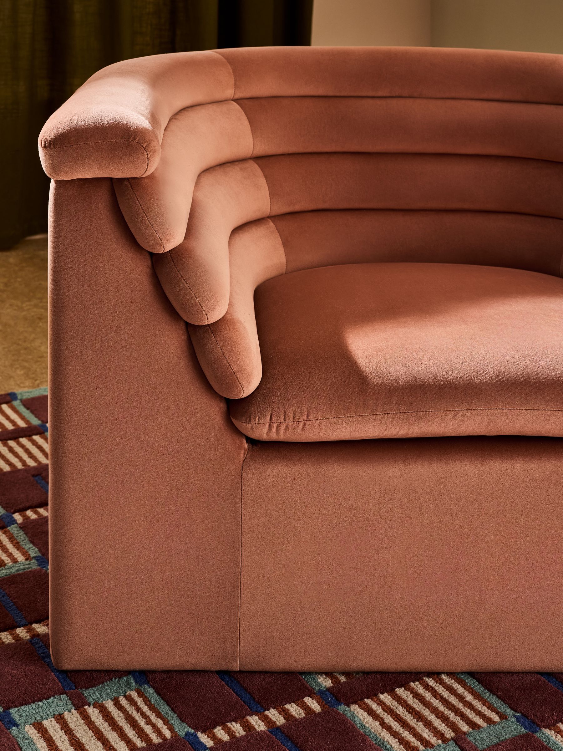 Fawn Truffle Natural Velvet Lineari Accent Chair - Image 2 of 5