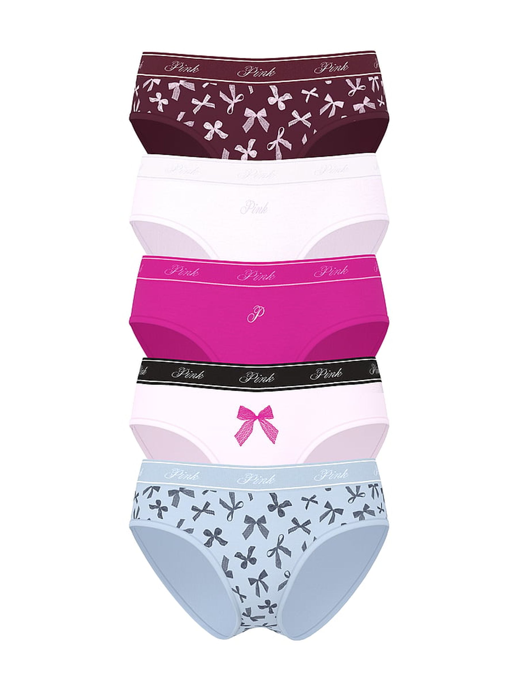 Pink/Blue/Purple Hipster 5 Pack Logo Knickers - Image 1 of 1