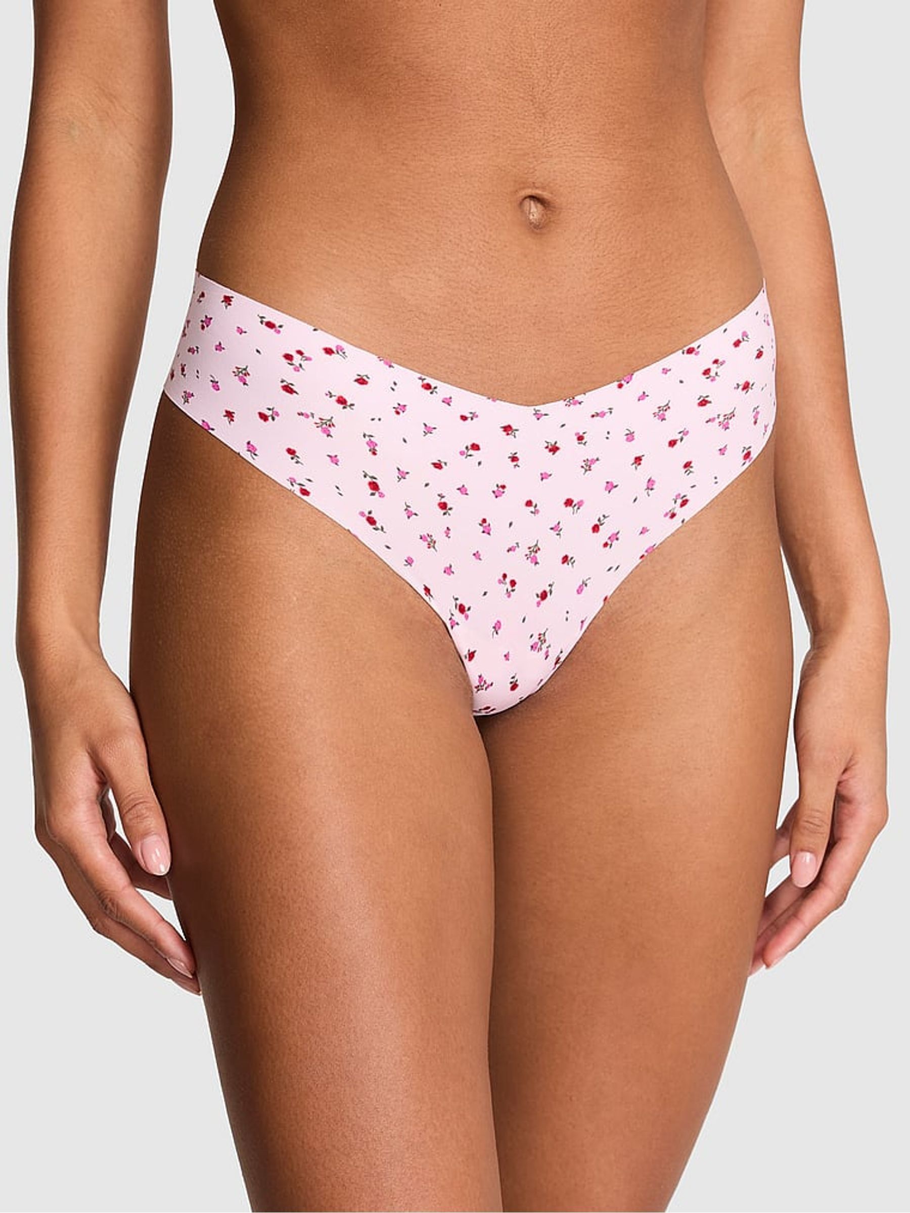 Pink Tulip Floral Print Thong No Show Knickers - Image 1 of 2