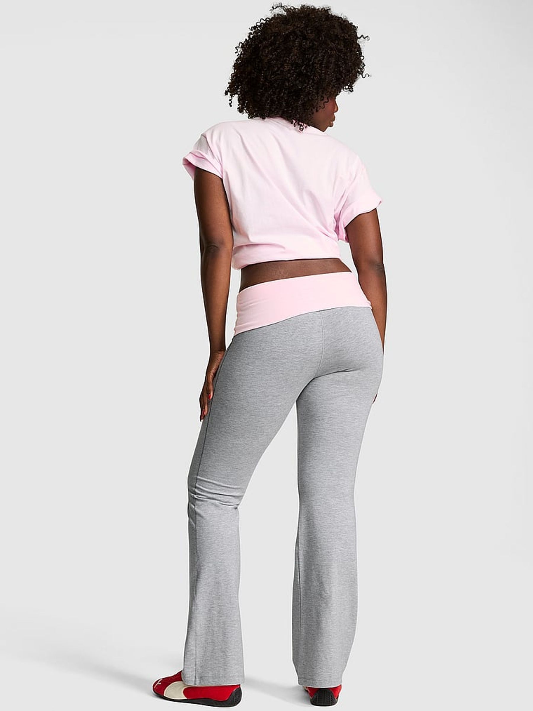 Heather Grey and Pink Foldover Leggings - Image 2 of 2