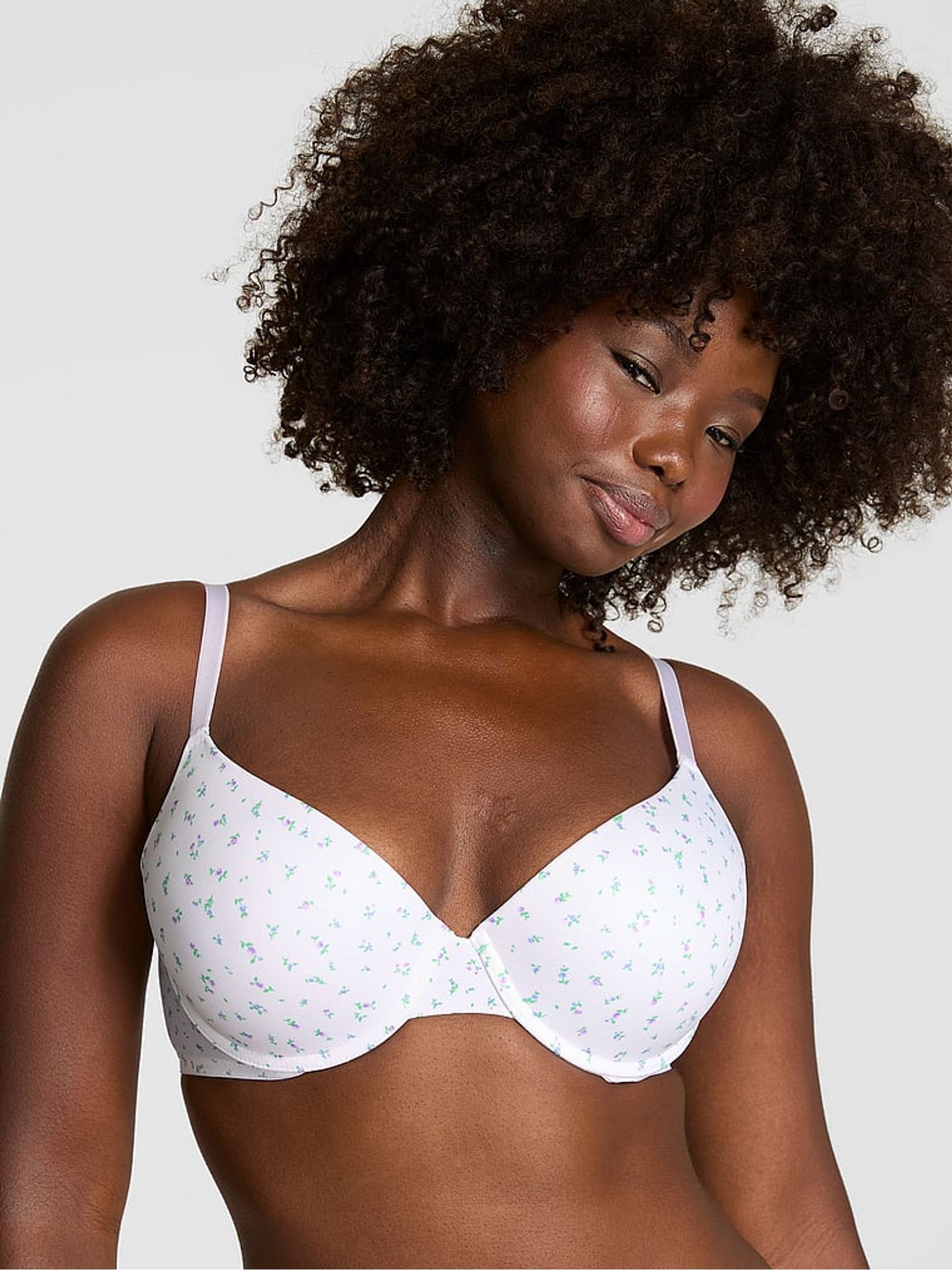 White Floral Print Push Up Bra - Image 1 of 2