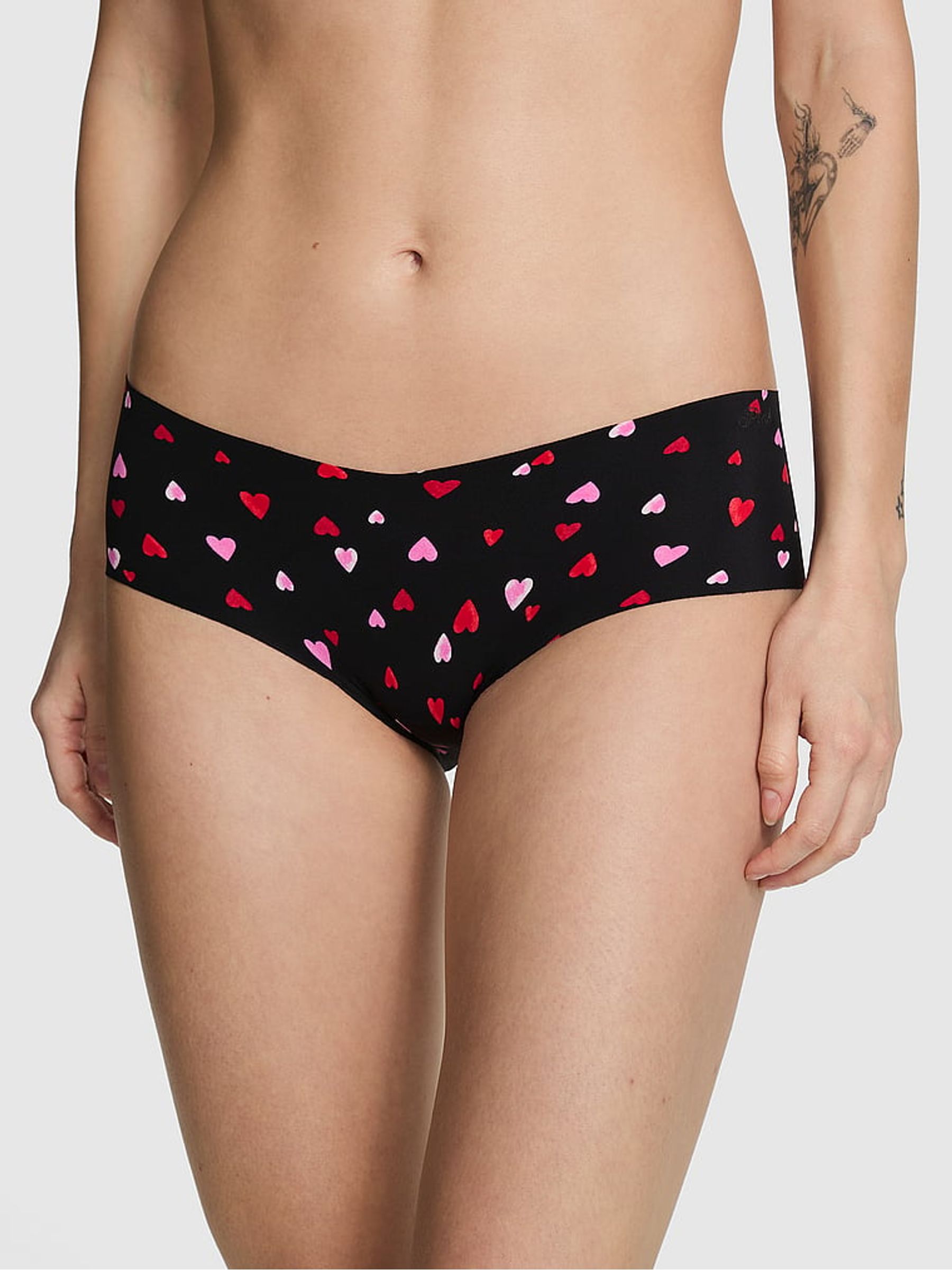 Black Heart Print Hipster No Show Knickers - Image 1 of 2