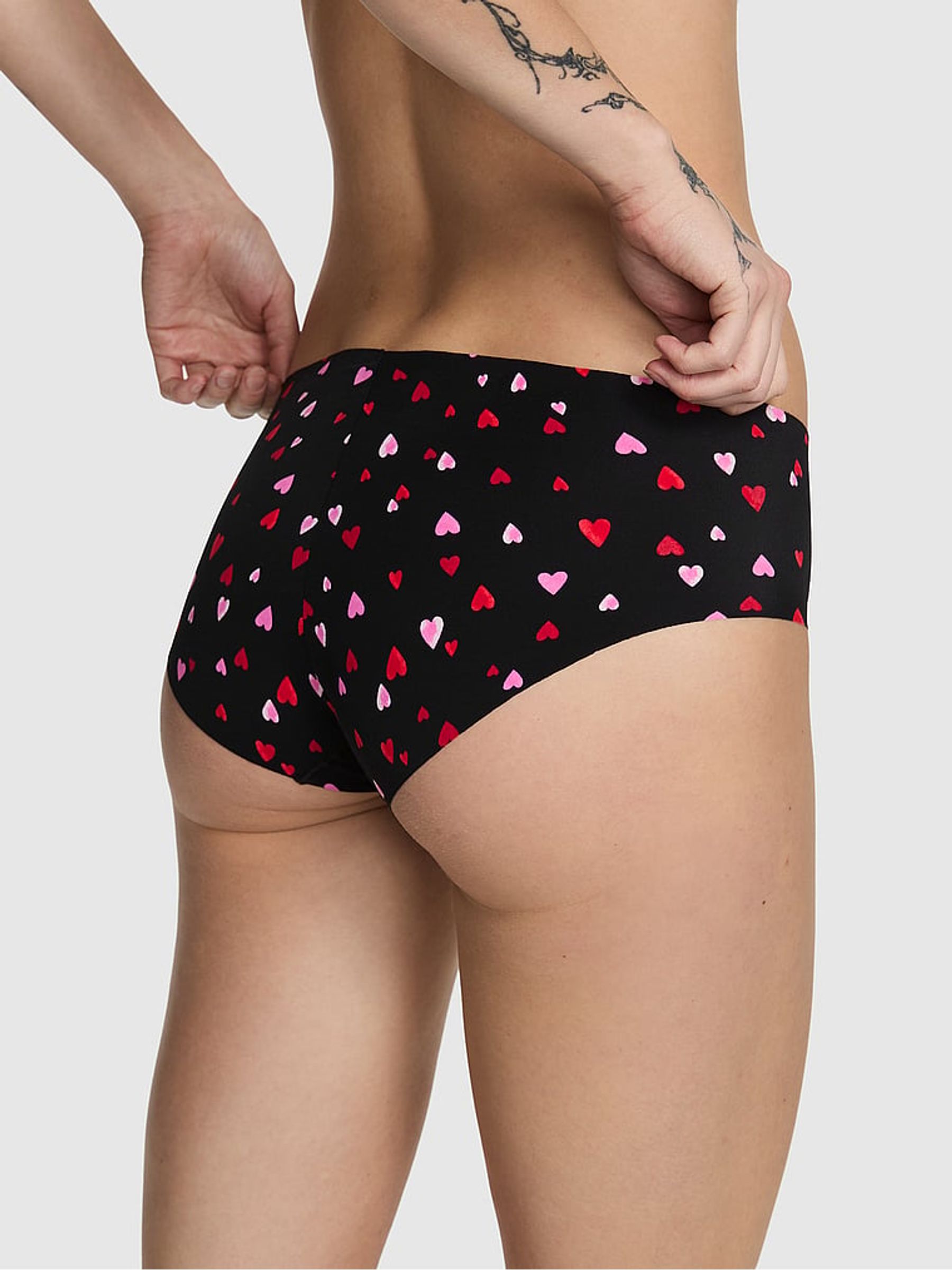 Black Heart Print Hipster No Show Knickers - Image 2 of 2