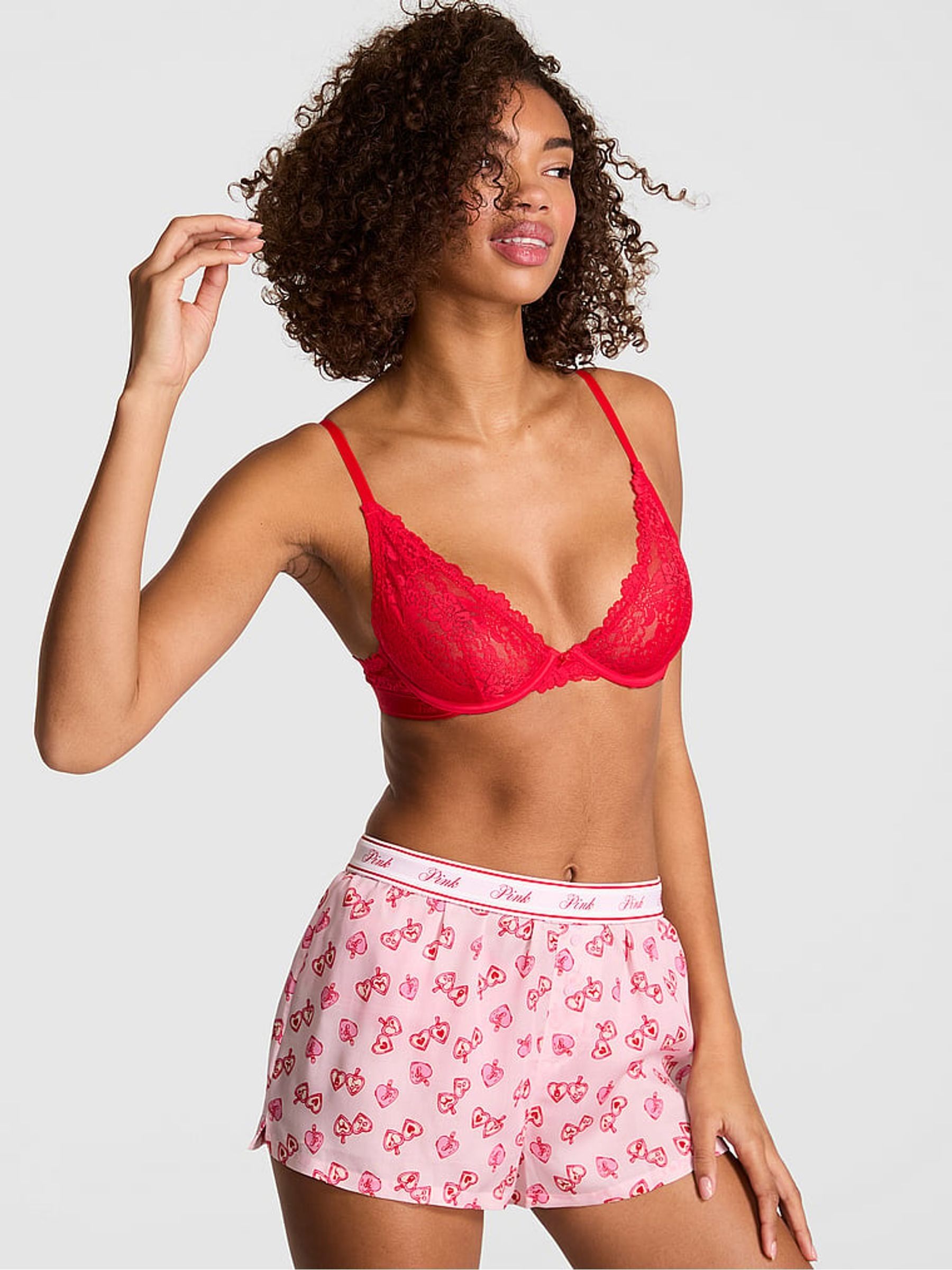 Pink Tulip Heart Print Pyjama Bottoms - Image 1 of 3 Pink Tulip Heart Print Pyjama Bottoms - Image 1 of 3