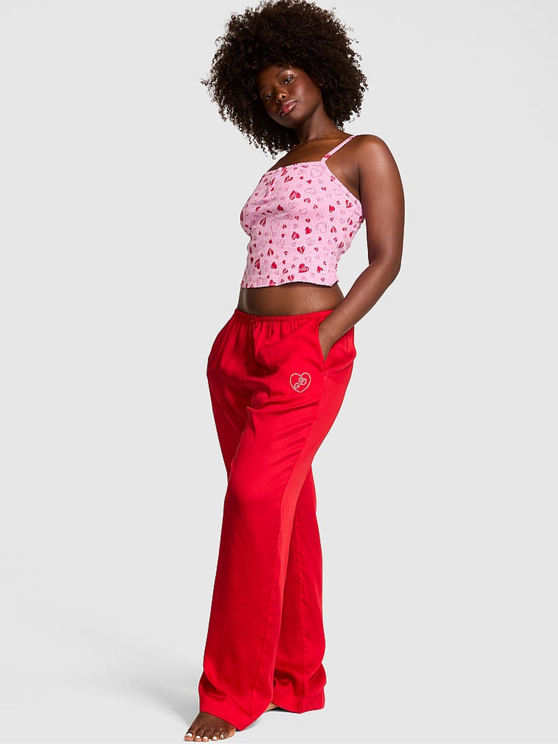 Bright Vermillion Red Logo Long Pyjama Bottoms - Image 1 of 3