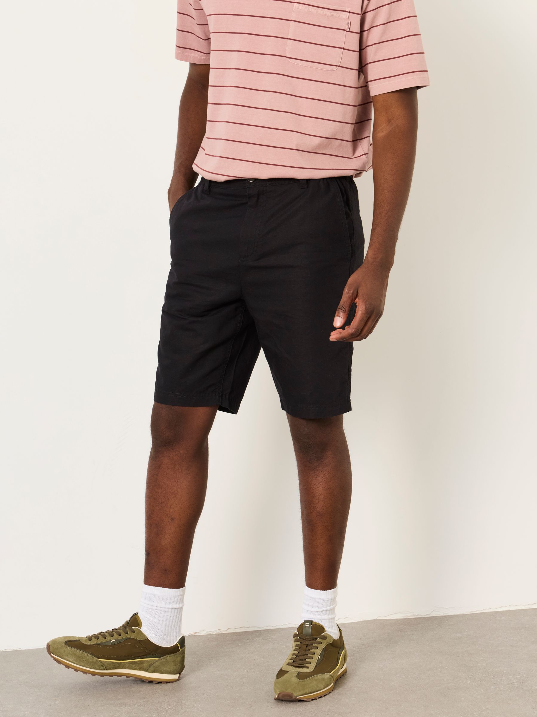 Salcombe Washed Black Linen Cotton Shorts - Image 1 of 7
