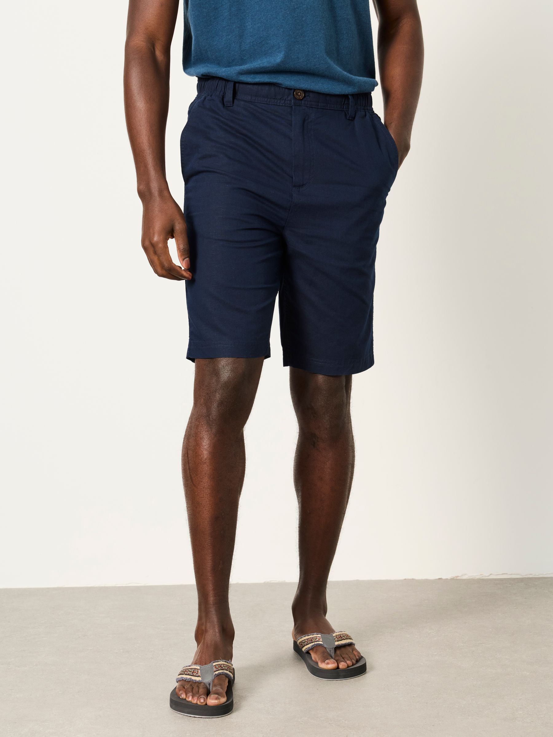 Salcombe Navy Linen Cotton Shorts - Image 1 of 6