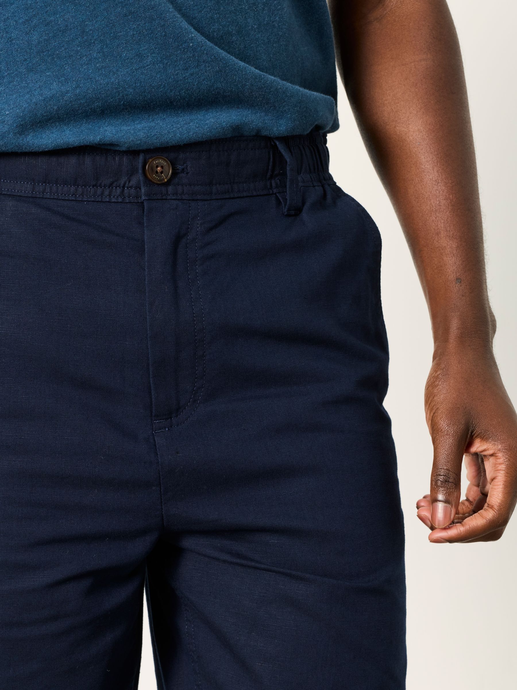 Salcombe Navy Linen Cotton Shorts - Image 3 of 6