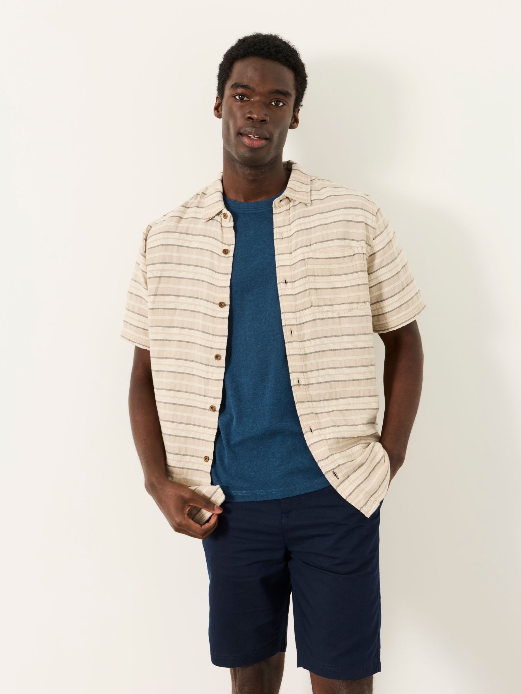 Salcombe Navy Linen Cotton Shorts - Image 4 of 6