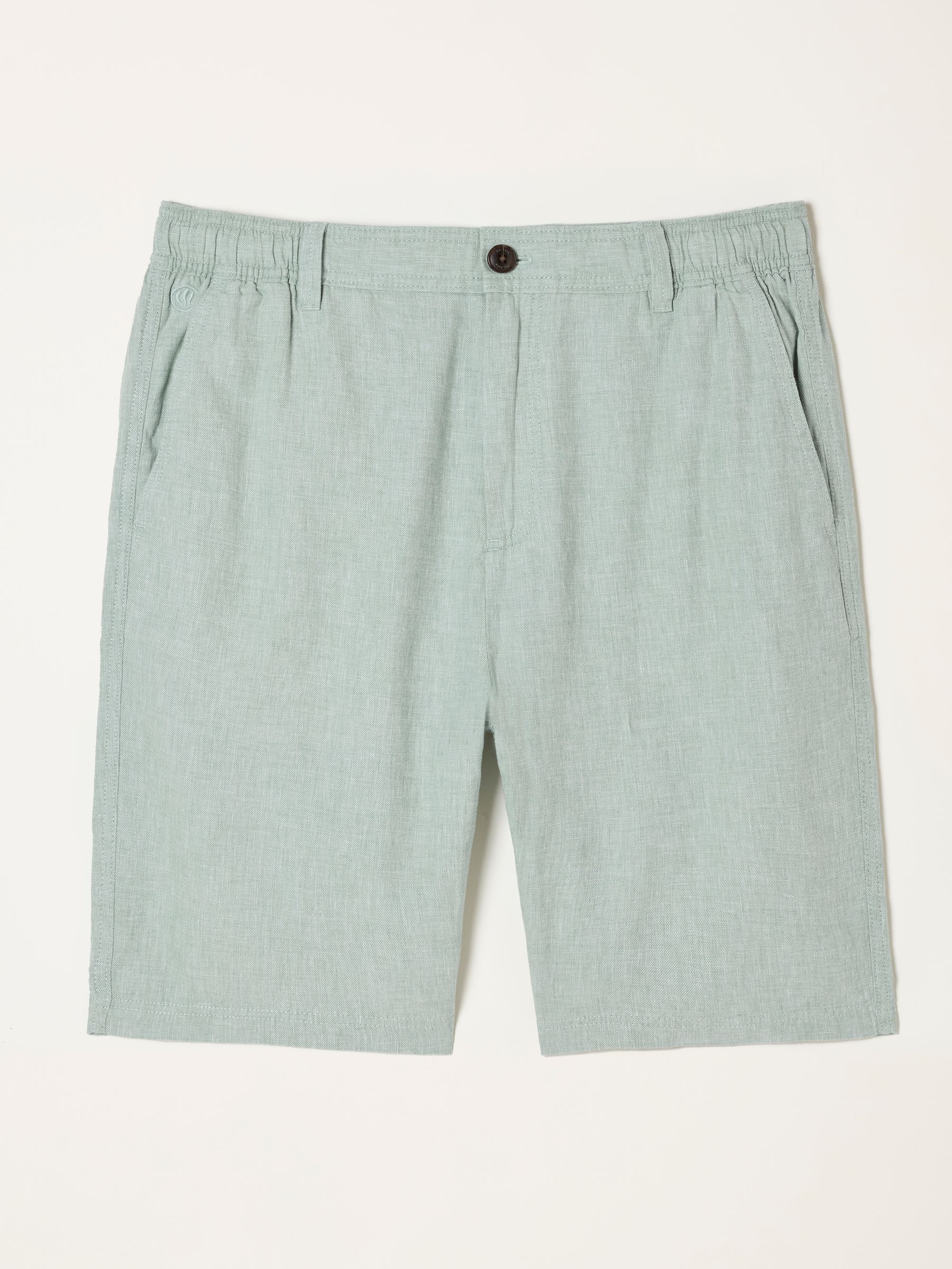 Salcombe Mid Green Linen Cotton Shorts - Image 6 of 6