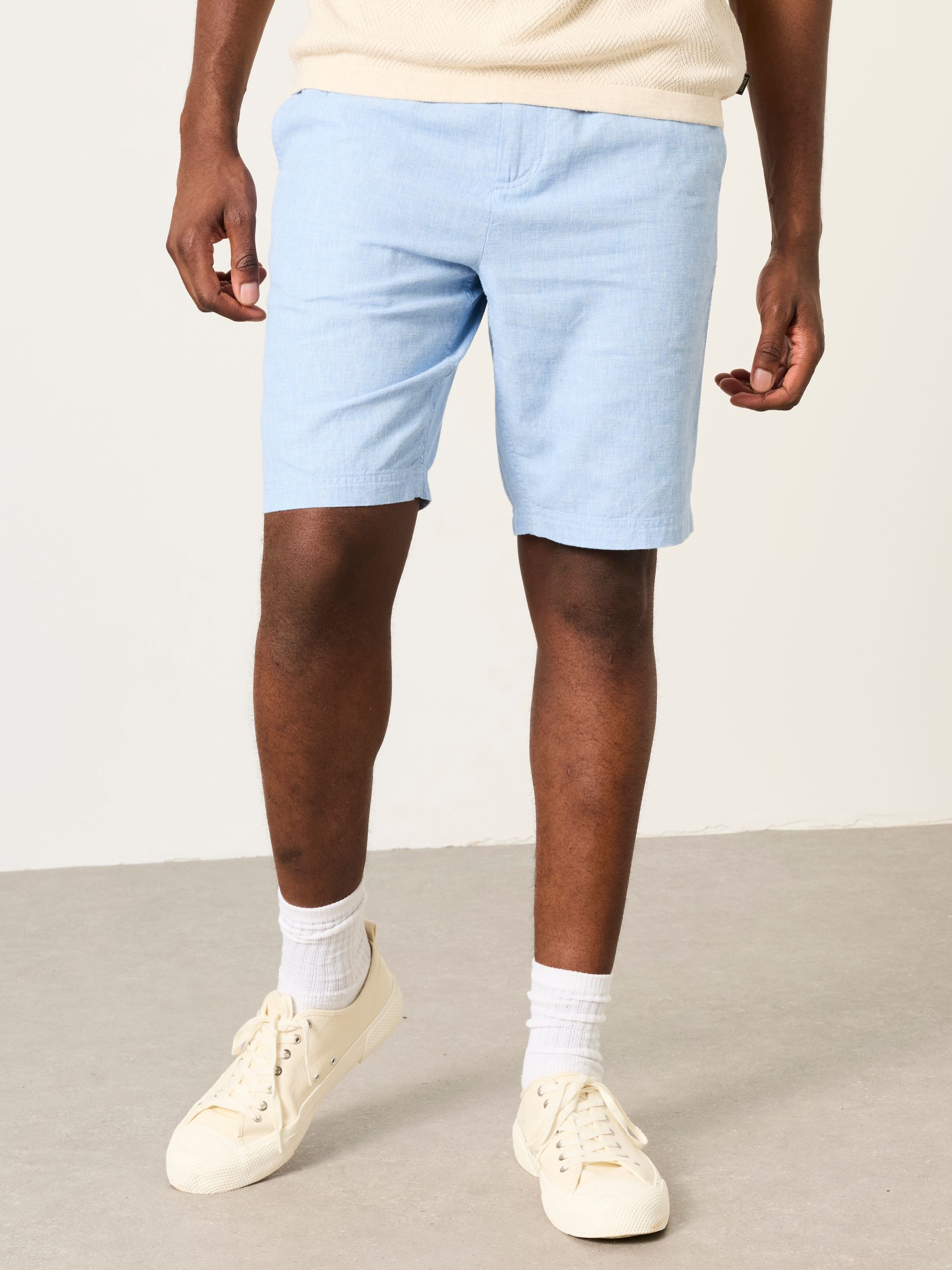 Salcombe Dusky Blue Linen Cotton Shorts - Image 1 of 6