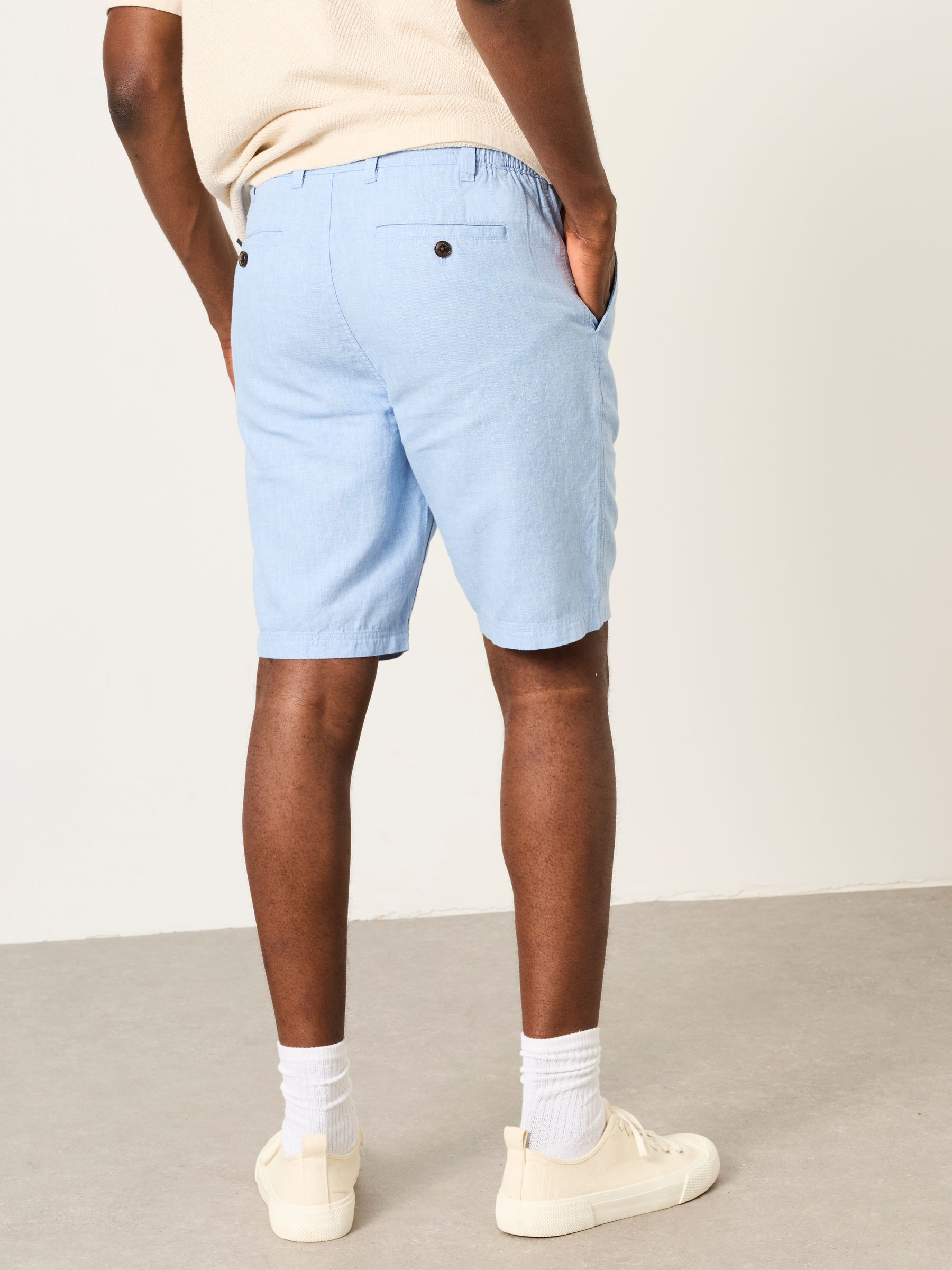 Salcombe Dusky Blue Linen Cotton Shorts - Image 2 of 6