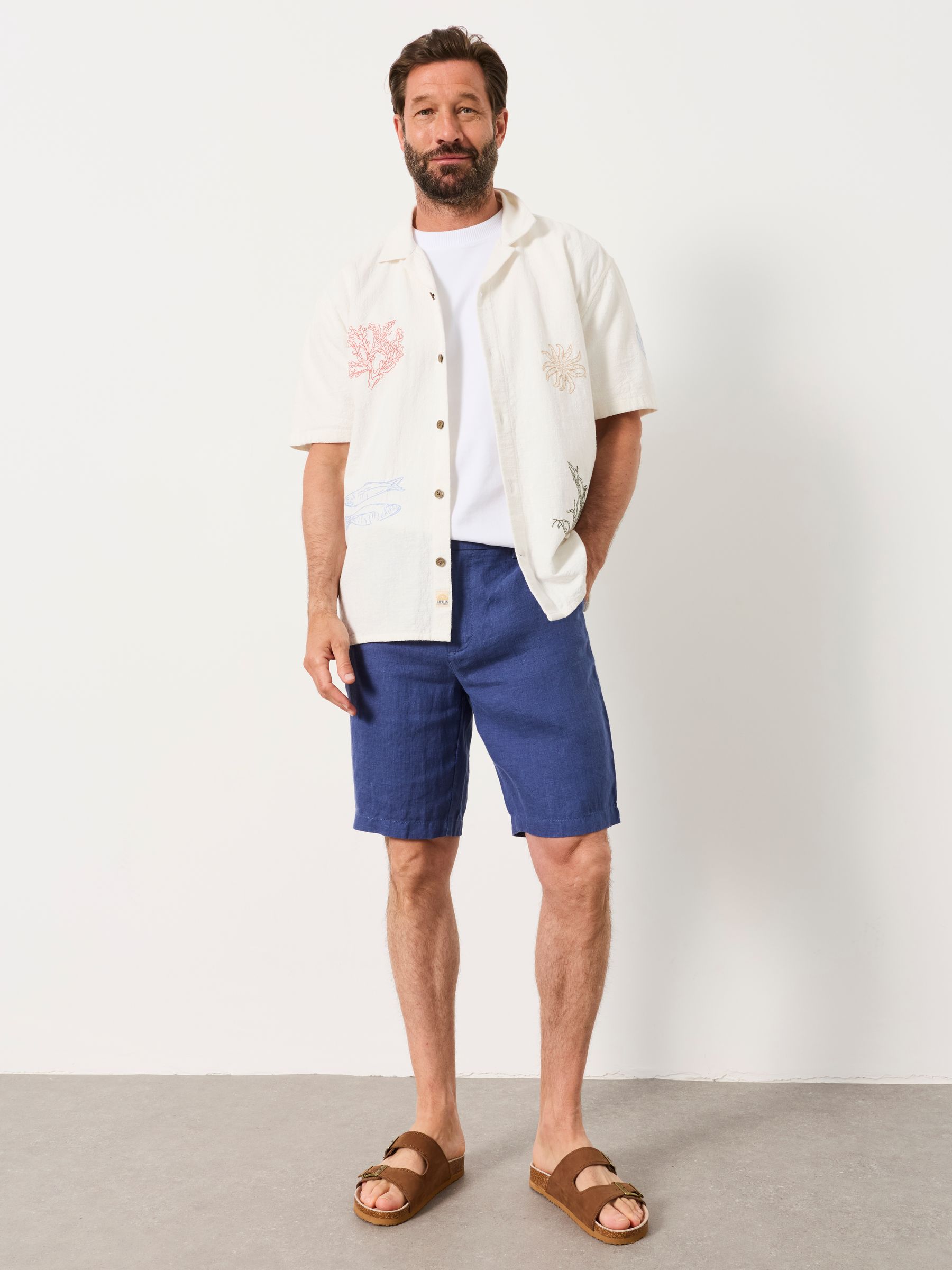 French Navy Bosbury Linen Chino Shorts - Image 5 of 6