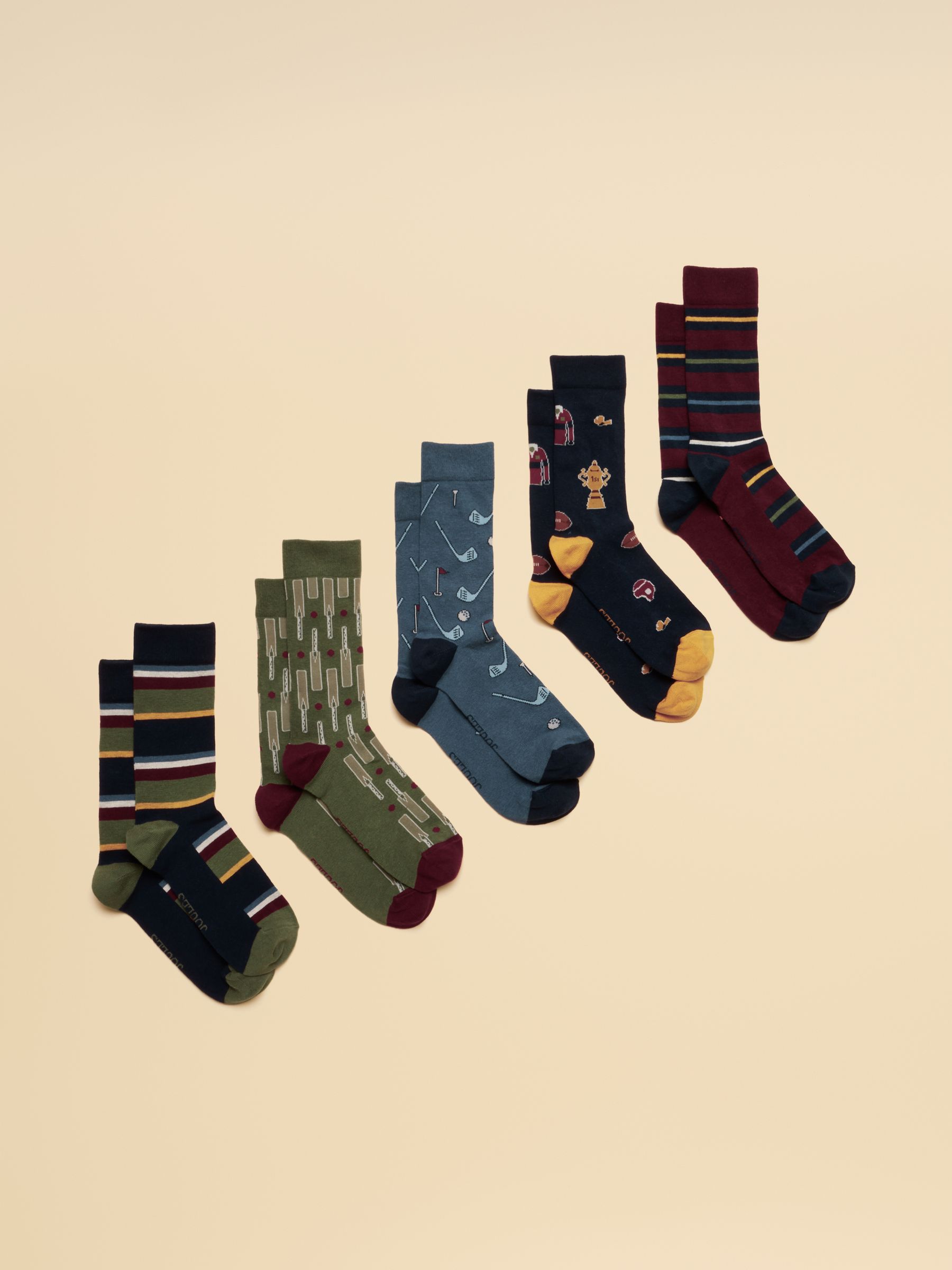 Kingsbury Multi Green Sports 5 Pack Socks - Image 1 of 3