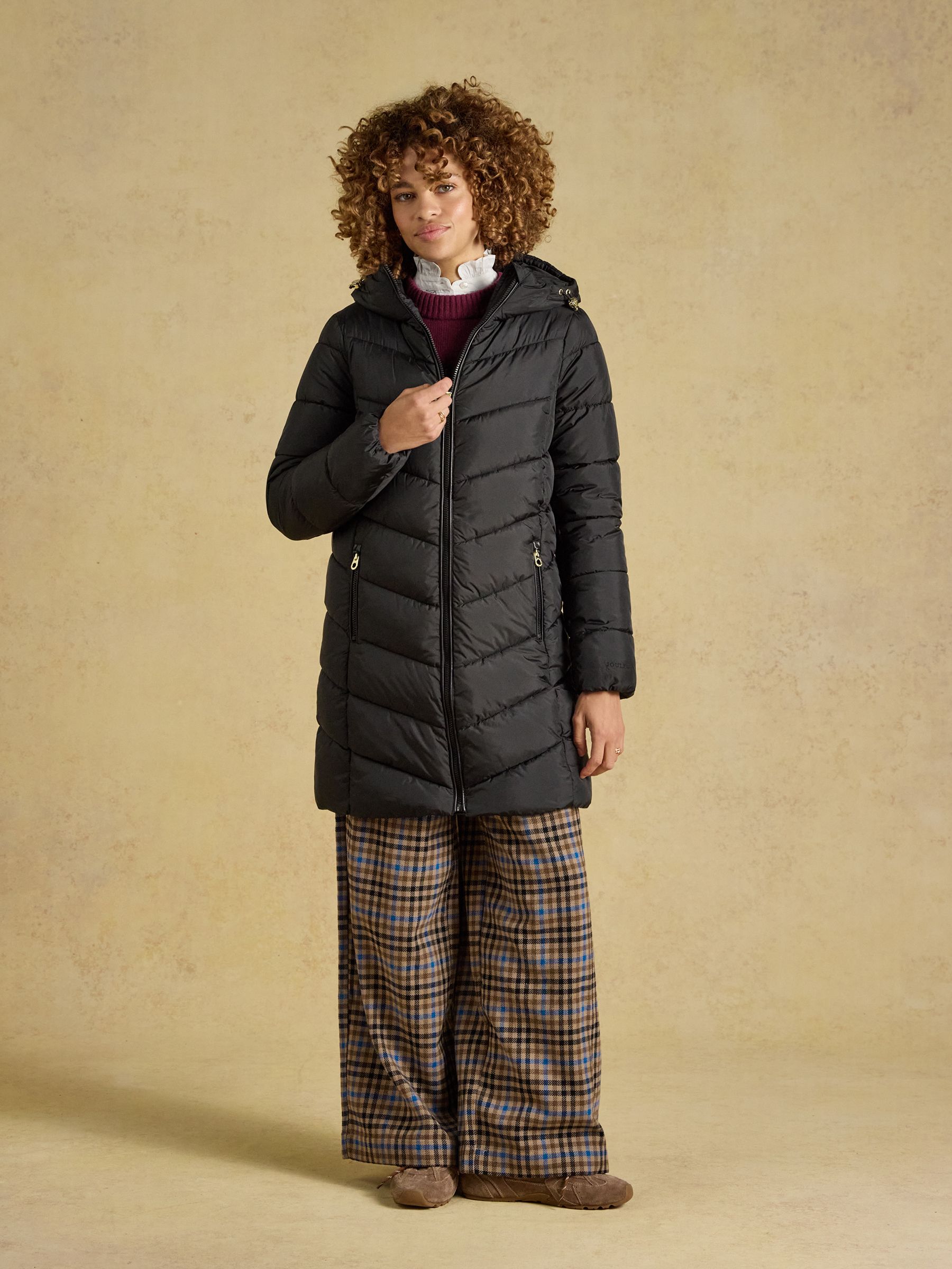 Moorsdale Black Mid Length Showerproof Padded Coat with Hood - Image 9 of 10
