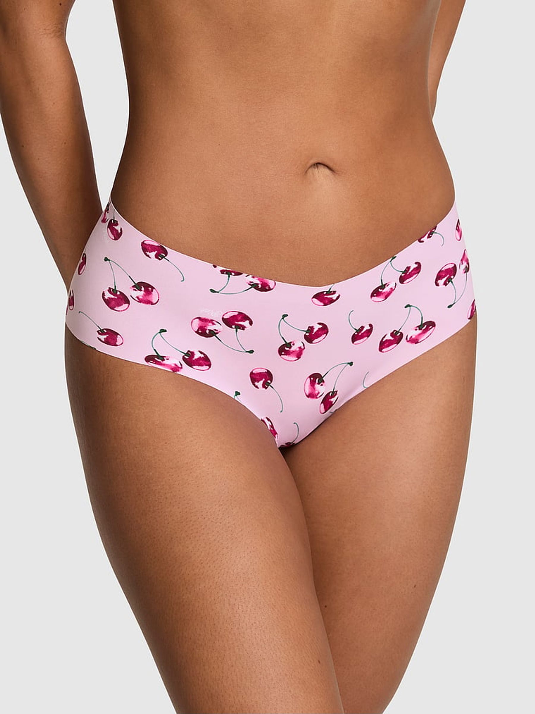 Hushed Lilac Purple Cherry Print Cheeky No Show Knickers - Image 1 of 2
