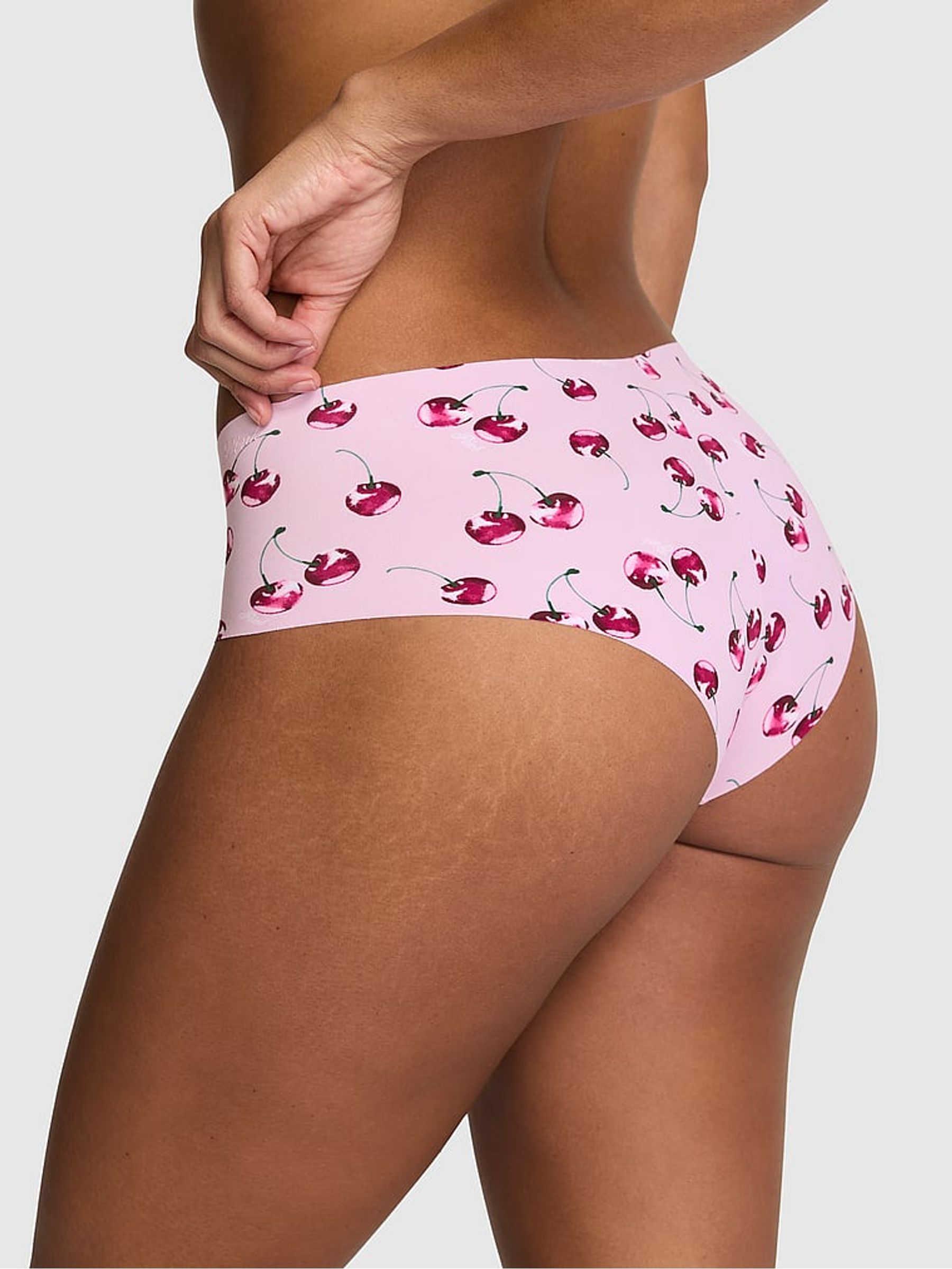 Hushed Lilac Purple Cherry Print Cheeky No Show Knickers - Image 2 of 2