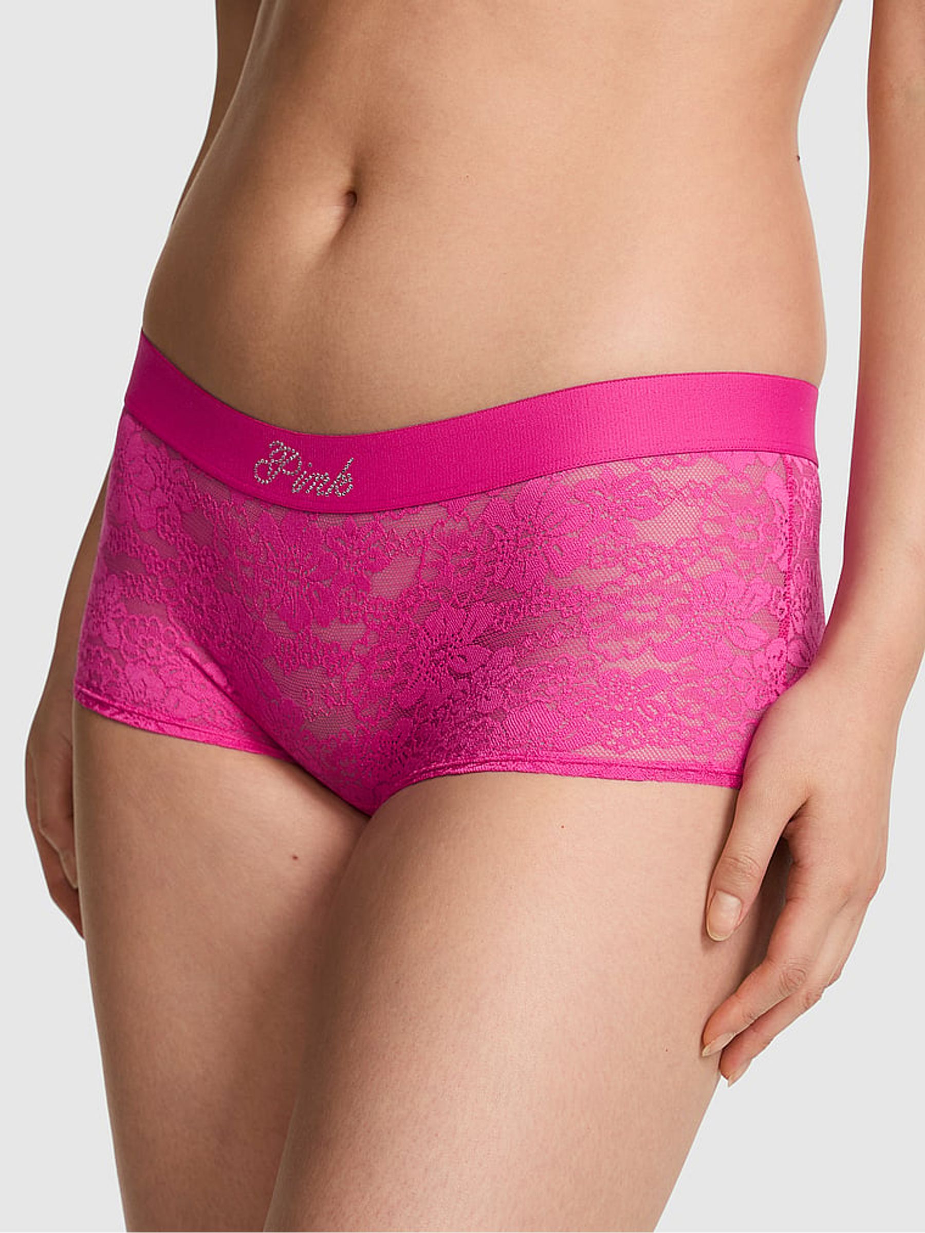 Pink Fire Short Floral Lace Knickers - Image 1 of 2