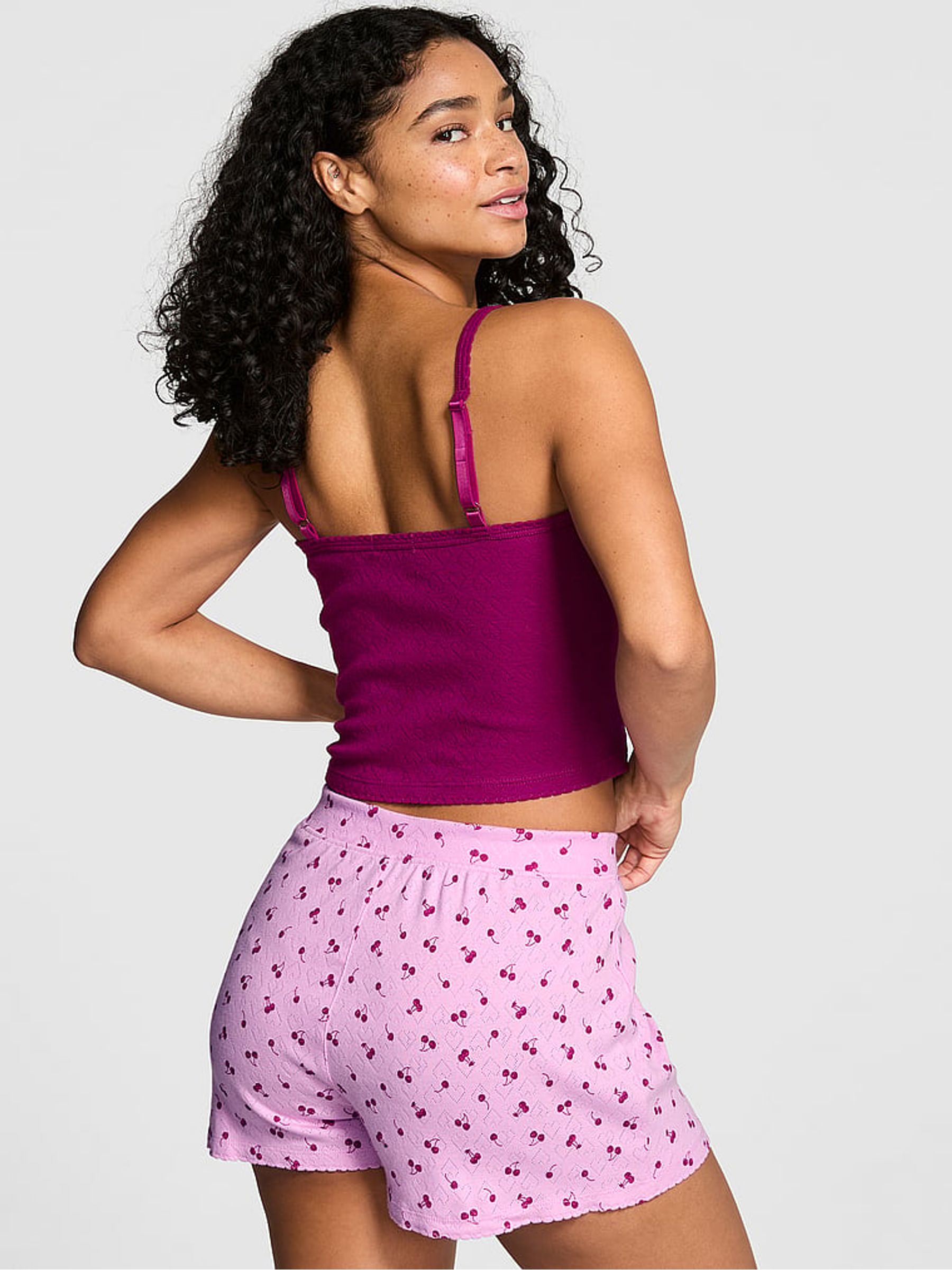 Hushed Lilac Purple Pointelle Short Pyjama Bottoms - Image 2 of 2