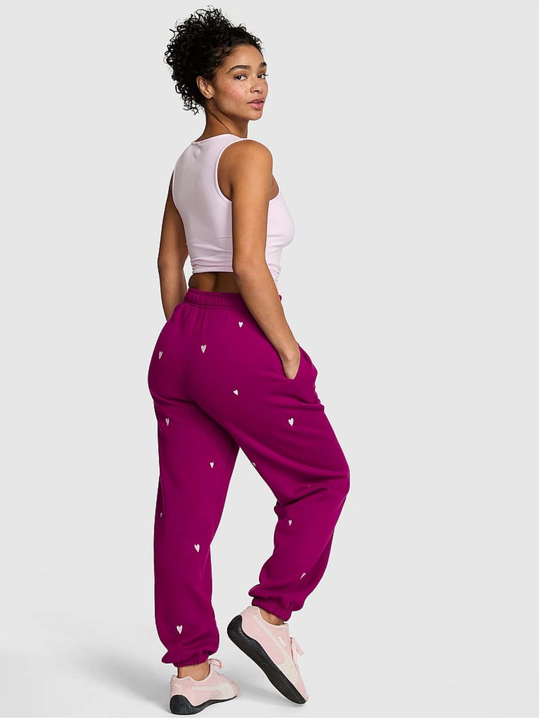 Magenta Purple Fleece Joggers - Image 2 of 2