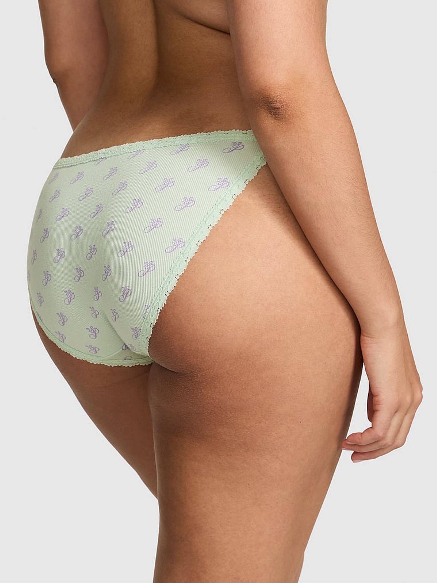 Mint Green Bikini Lace Trim Rib Knickers - Image 2 of 2