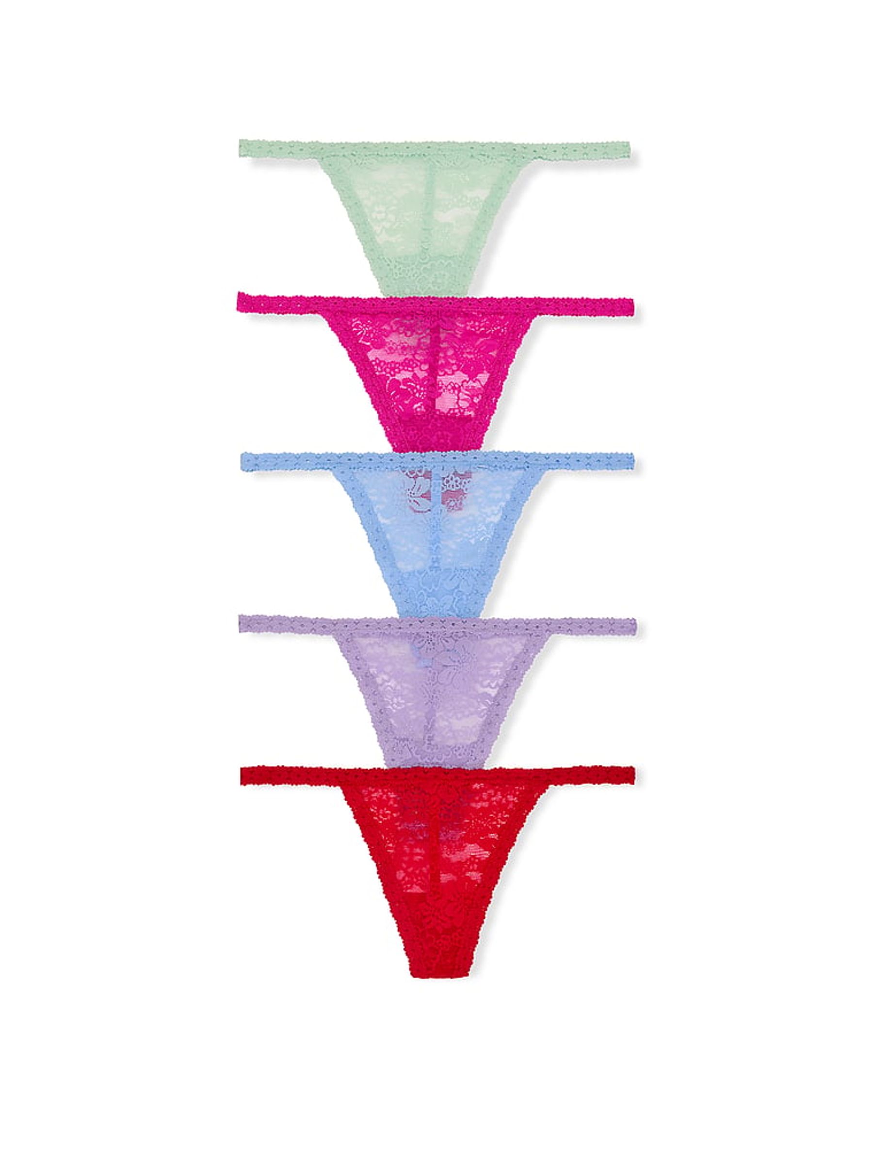 Green/Pink/Blue/Purple/Red 5 Pack Lace Knickers