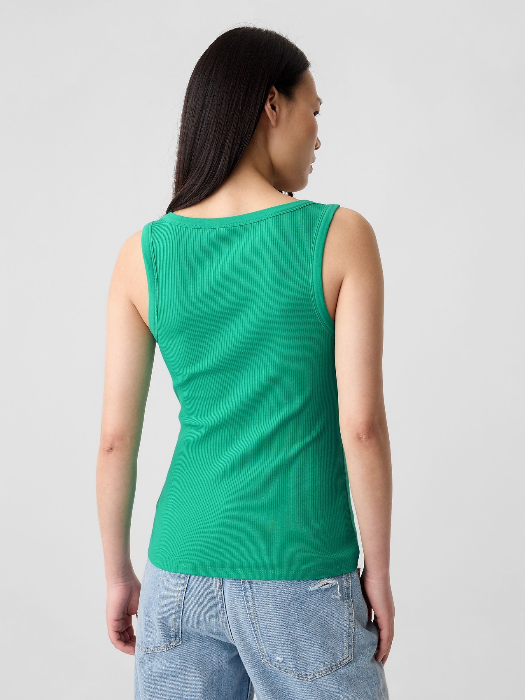 Green Soft Ribbed Sleeveless Vest Top - Image 2 of 5