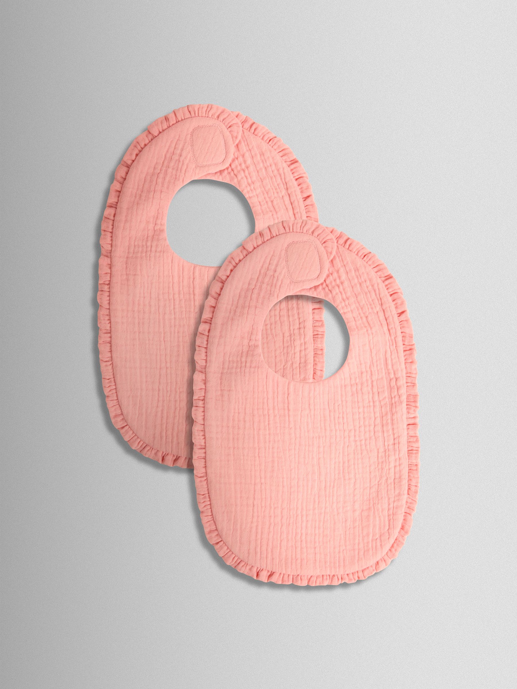 Peach 2-Pack Frill Bibs - Image 1 of 4 Peach 2-Pack Frill Bibs - Image 1 of 4