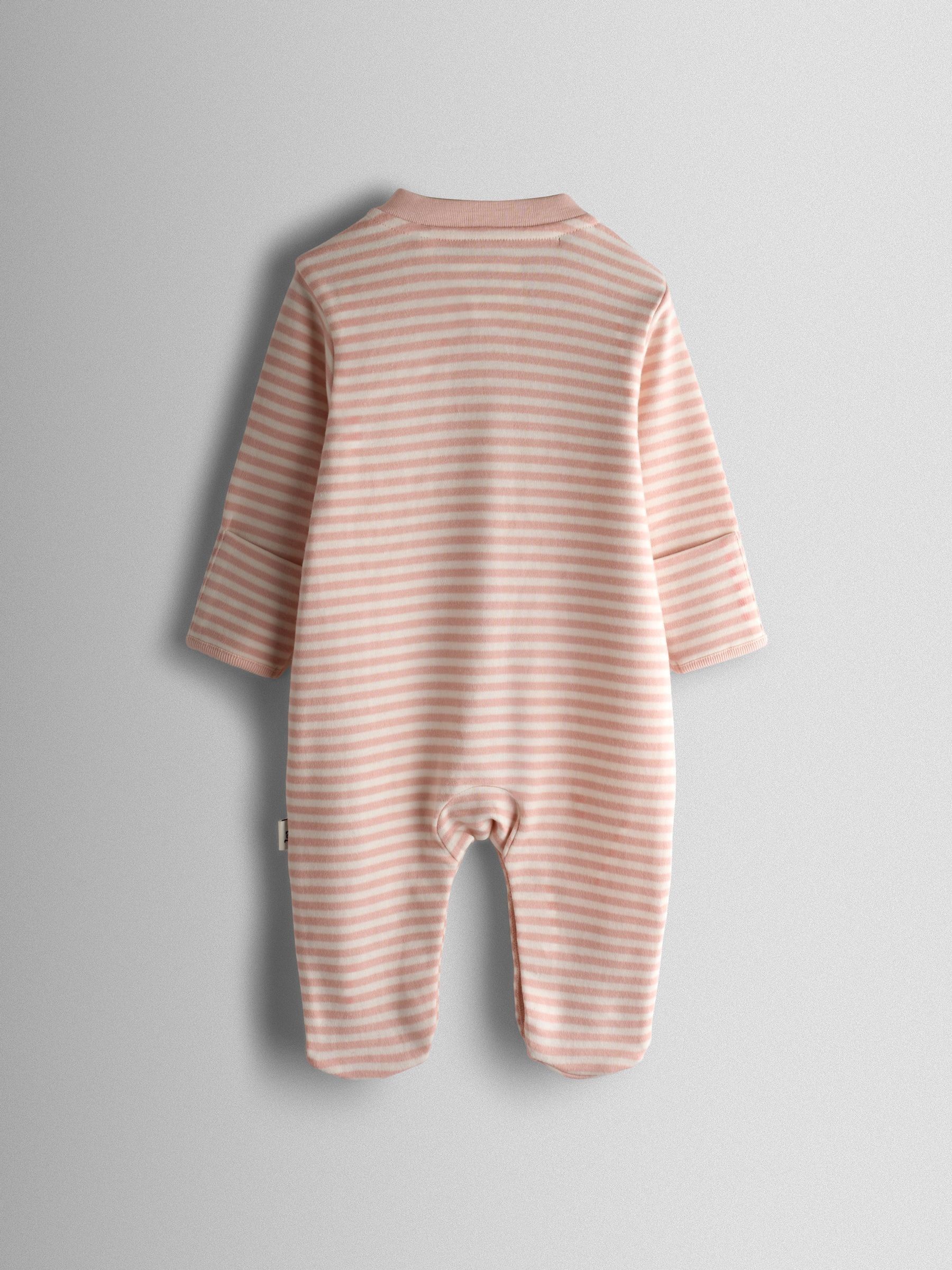 Pink Bunny Cotton Footed 3 Pack Sleepsuit - Image 3 of 10