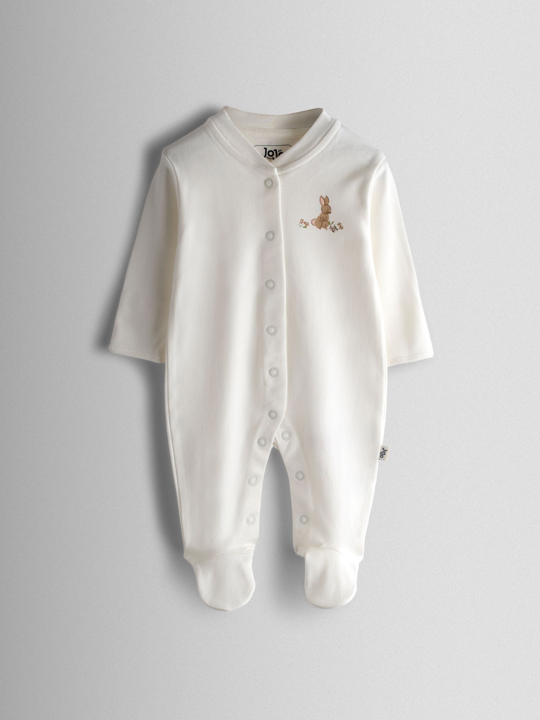 Pink Bunny Cotton Footed 3 Pack Sleepsuit - Image 4 of 10