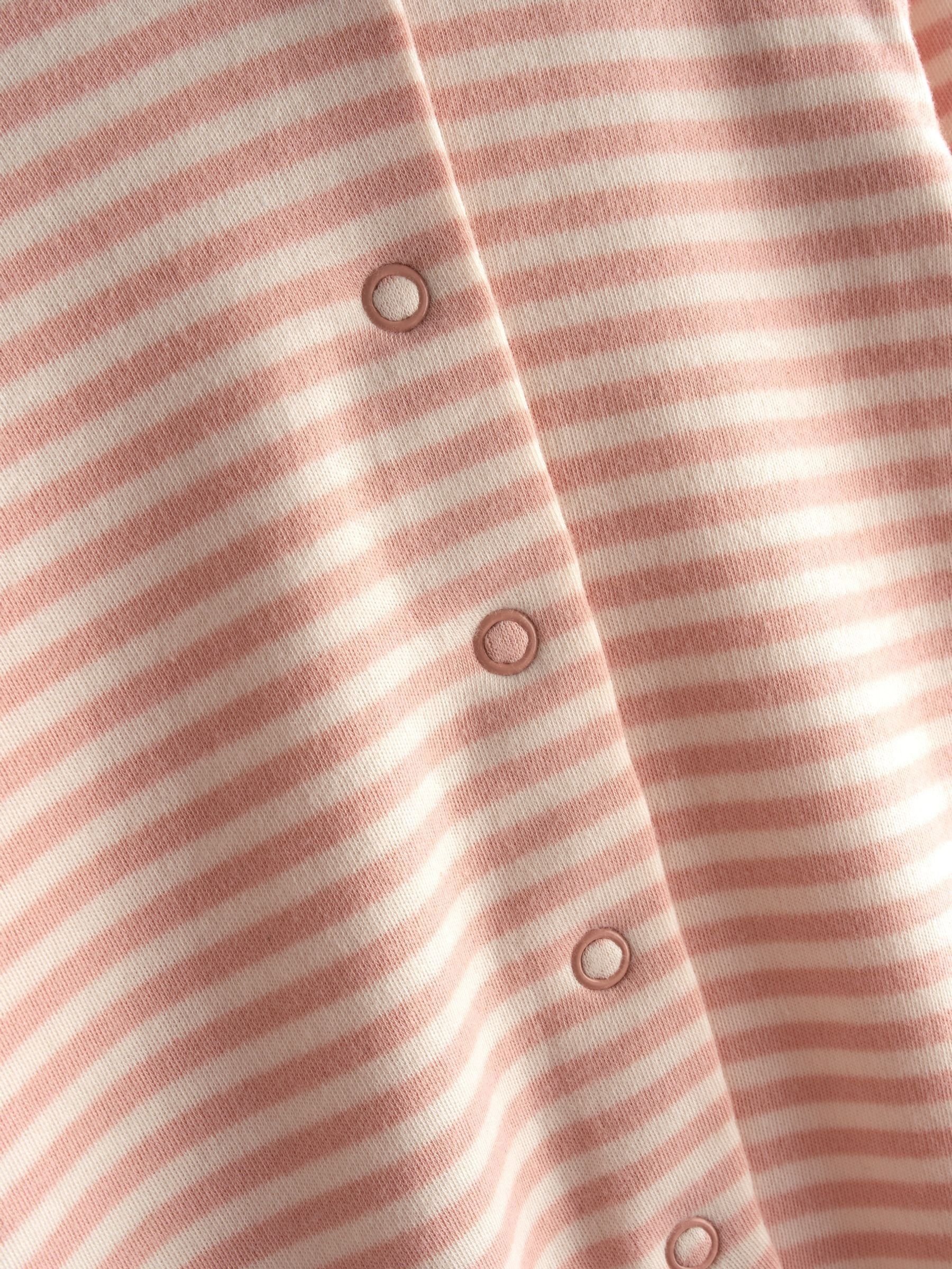 Pink Bunny Cotton Footed 3 Pack Sleepsuit - Image 8 of 10