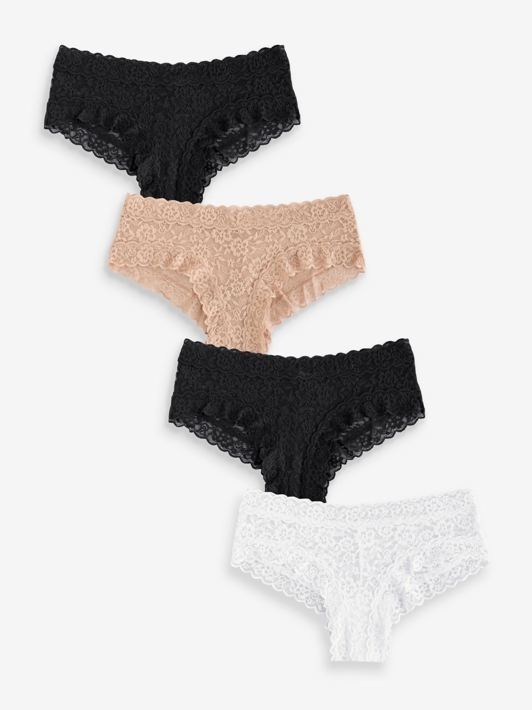 Black/Nude/White Cheeky 4 Pack Knickers - Image 1 of 6