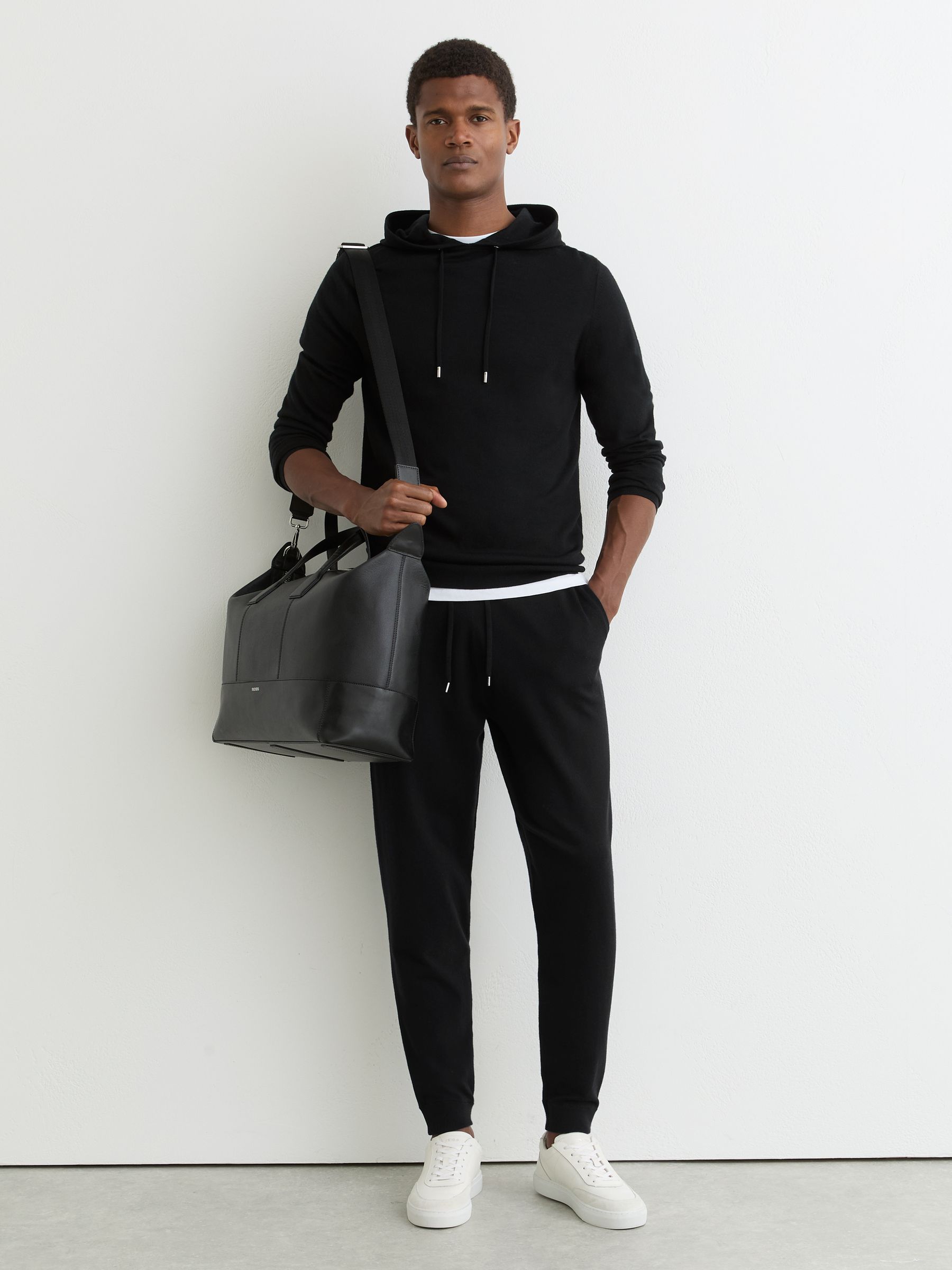 Merino Wool-Blend Cuffed Joggers in Black - image 2