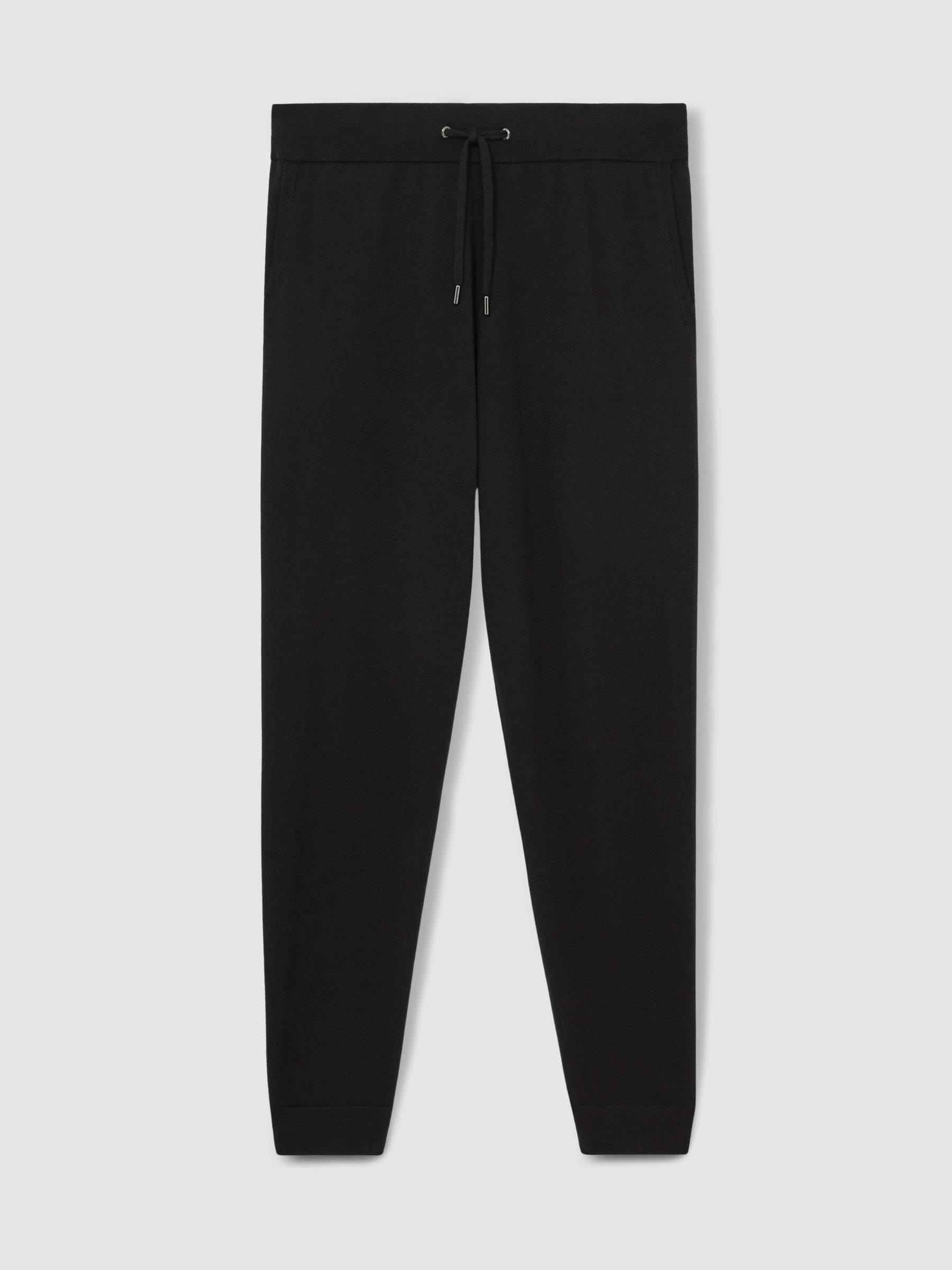 Merino Wool-Blend Cuffed Joggers in Black