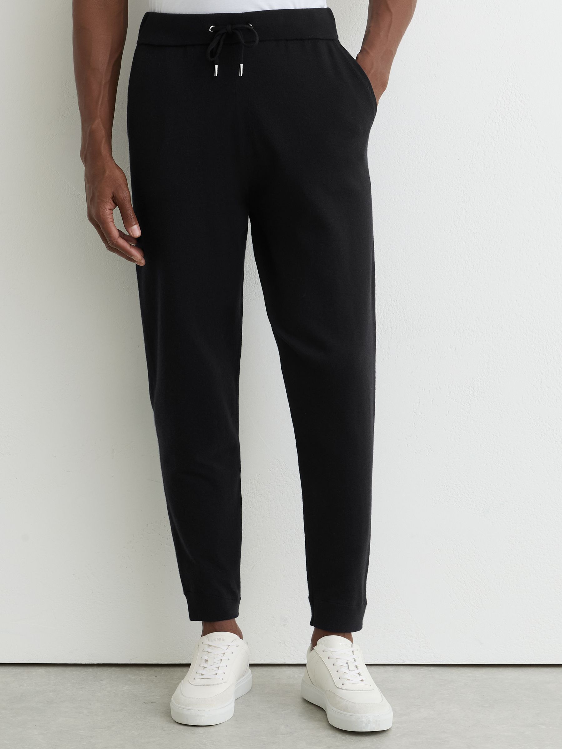 Merino Wool-Blend Cuffed Joggers in Black - image 3