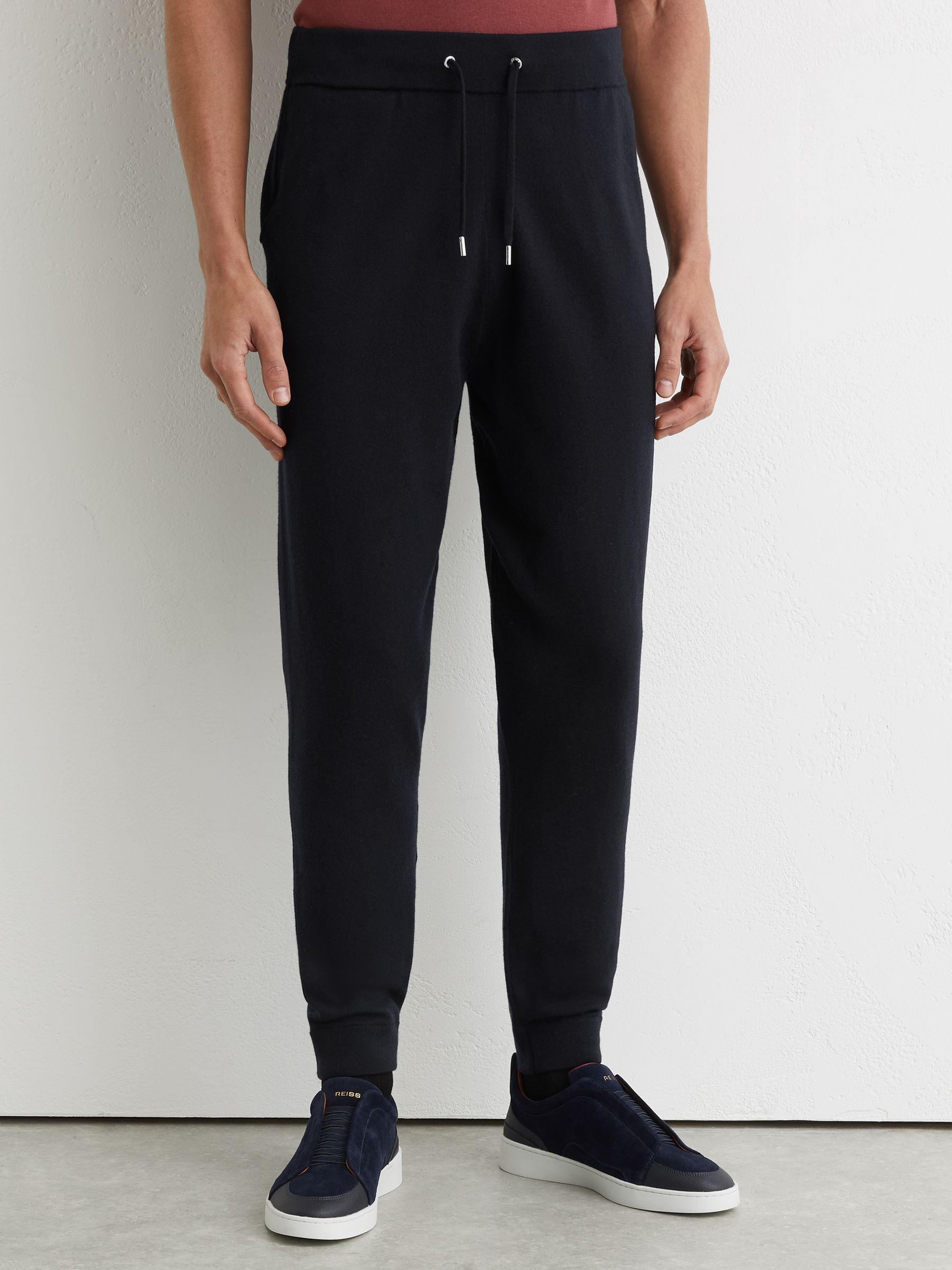 Merino Wool-Blend Cuffed Joggers in Navy - Image 3 of 6
