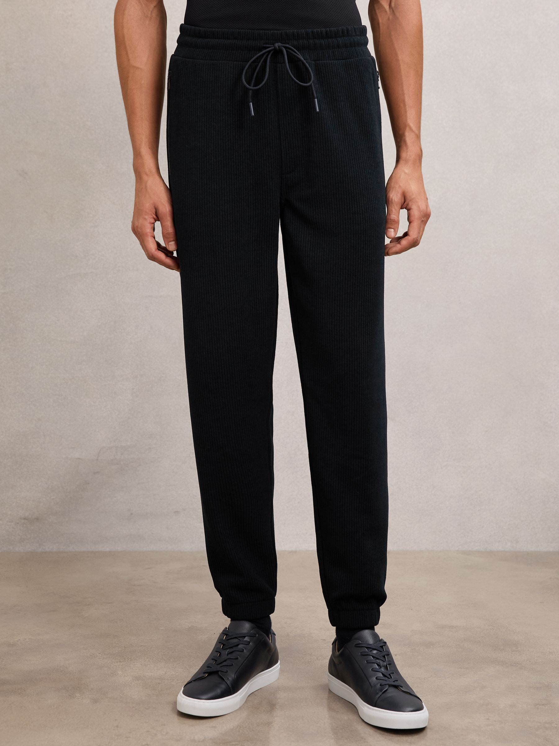 Παντελόνι φόρμας με κορδόνι από κοτλέ σε μπλε χρώμα - Εικόνα 3 από 6