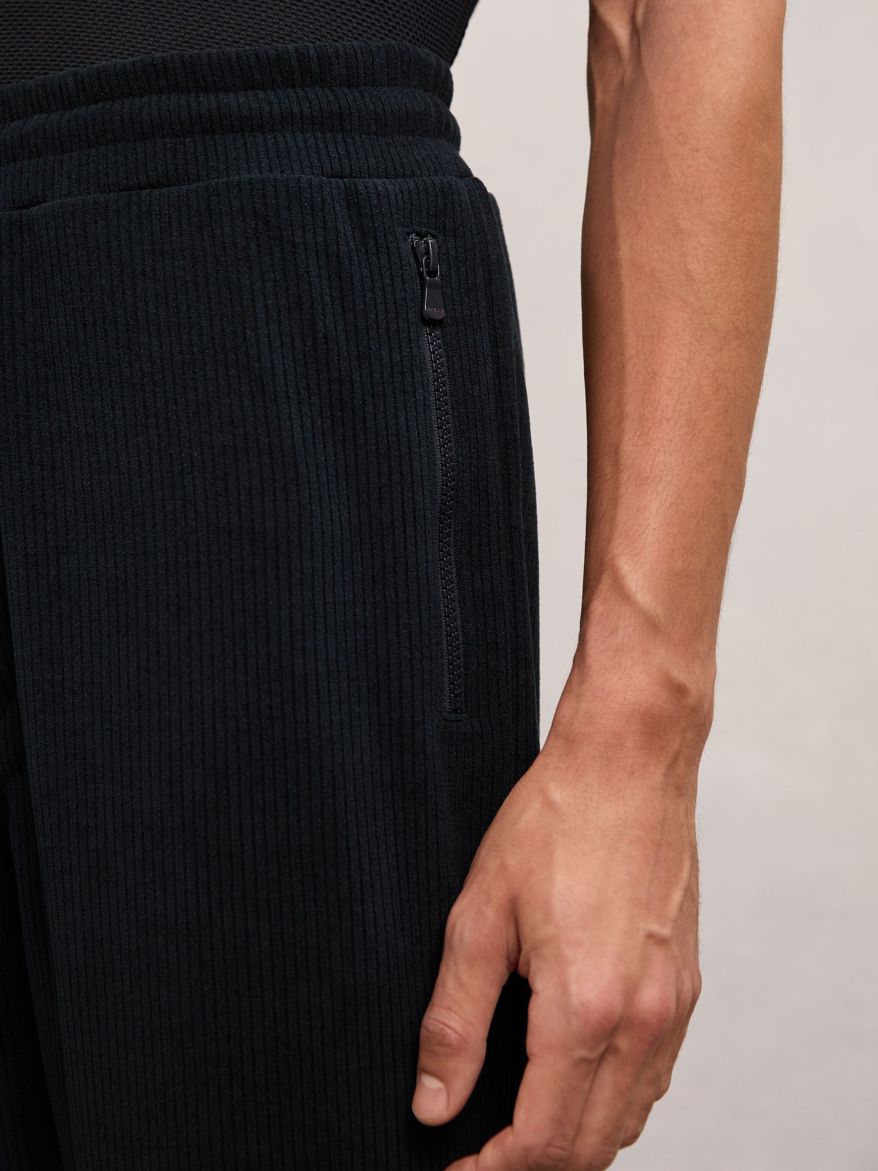 Παντελόνι φόρμας με κορδόνι από κοτλέ σε μπλε χρώμα - Εικόνα 4 από 6