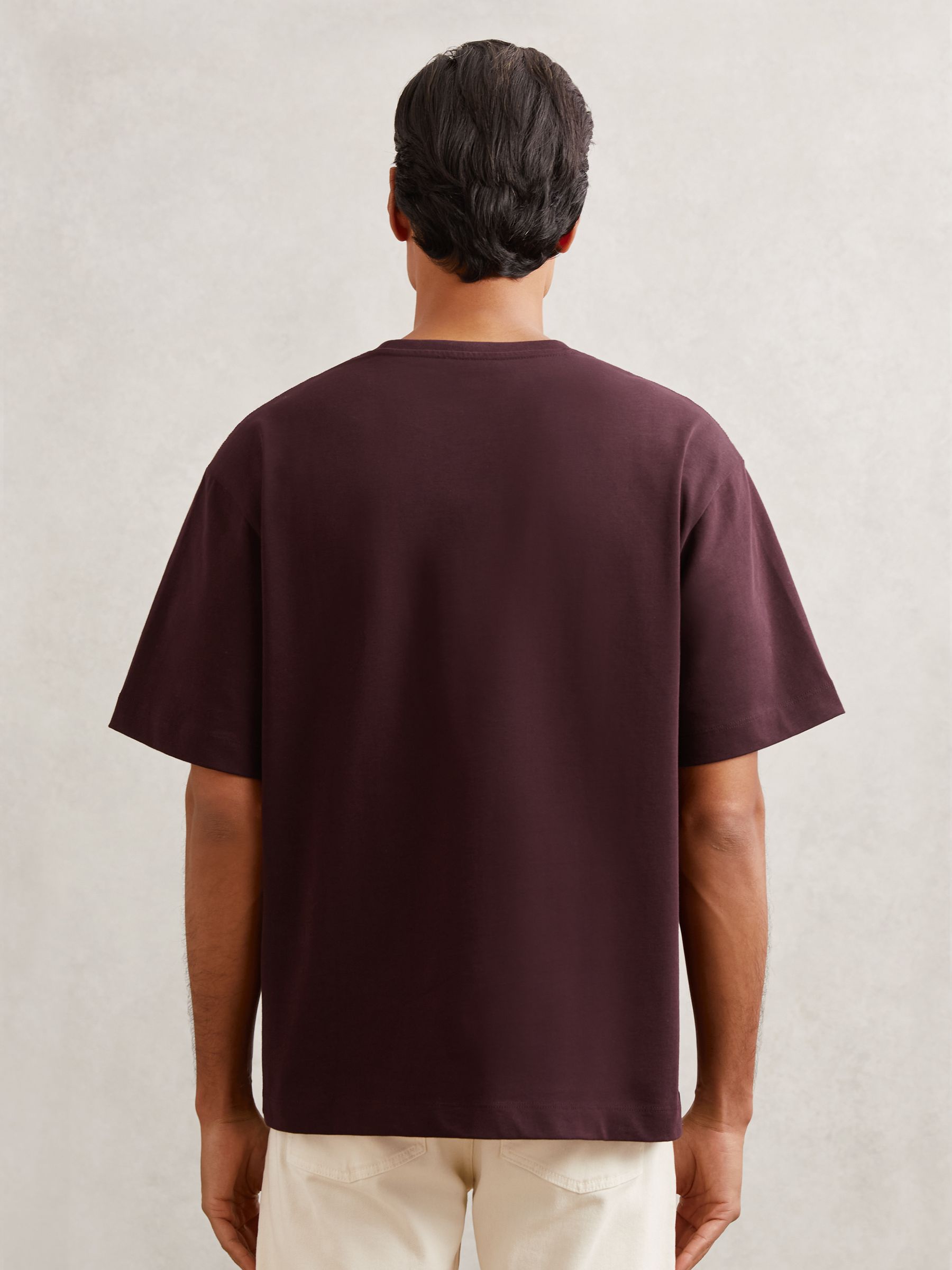 Cotton Garment-Dyed Relaxed-Fit T-Shirt in Bordeaux - image 5