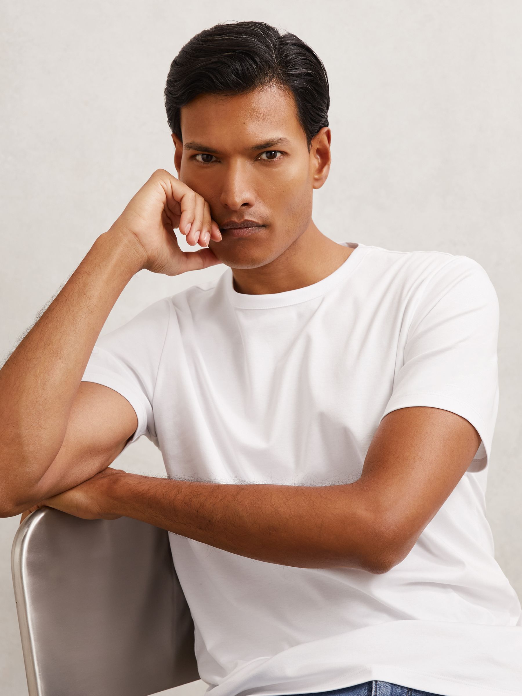 2 Pack Airwater-Cotton Crew T-Shirt in White/White - Image 2 of 7